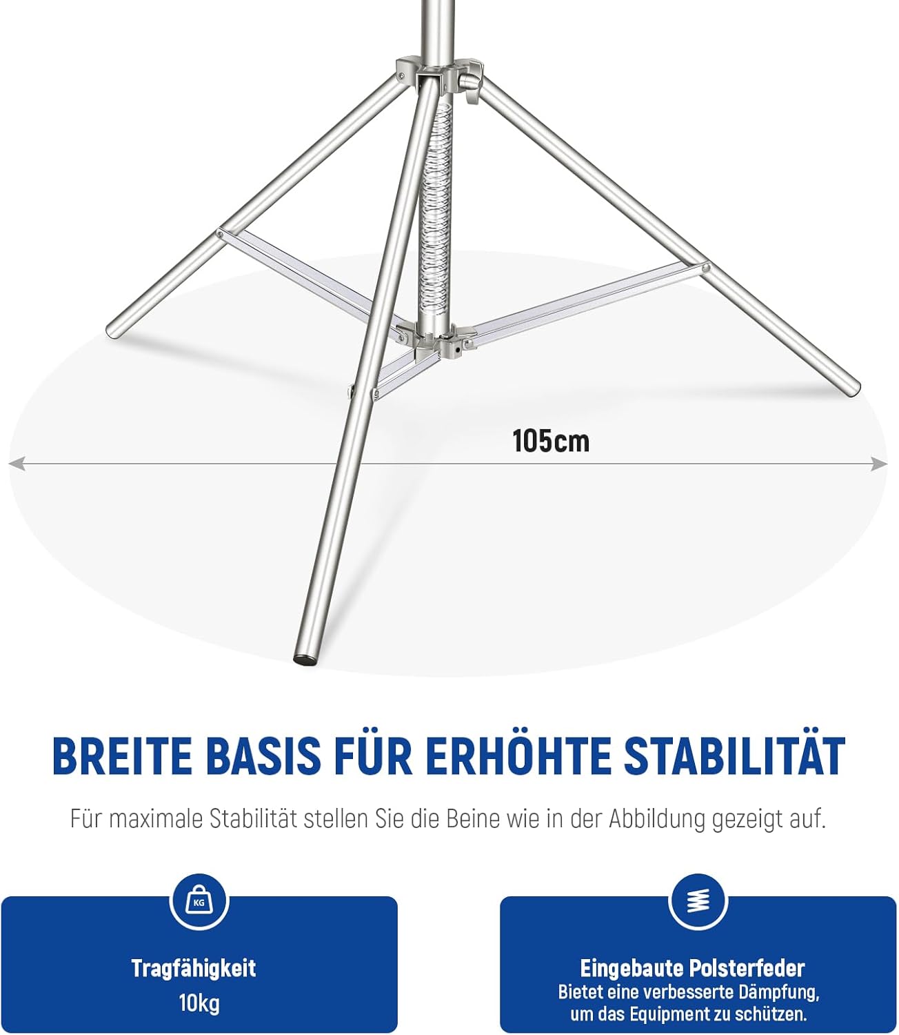 Thumbnail 3 de NEEWER ST-280SS Lichtstativ (2er-Set) aus Edelstahl, 126–280 cm, federgedämpft, 1/4"–3/8" Adapter