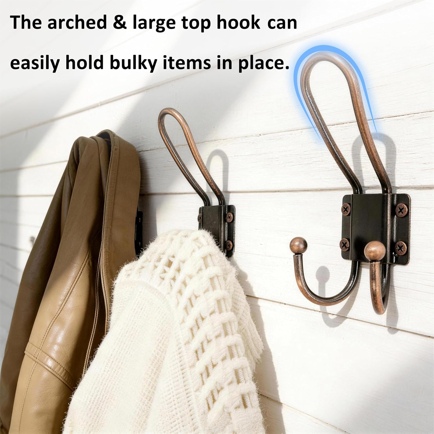 Thumbnail 5 de WEBI WB-I1-5B-HG10 Wall-Mount Triple Coat Hooks, 5 mm Iron, Antique Copper