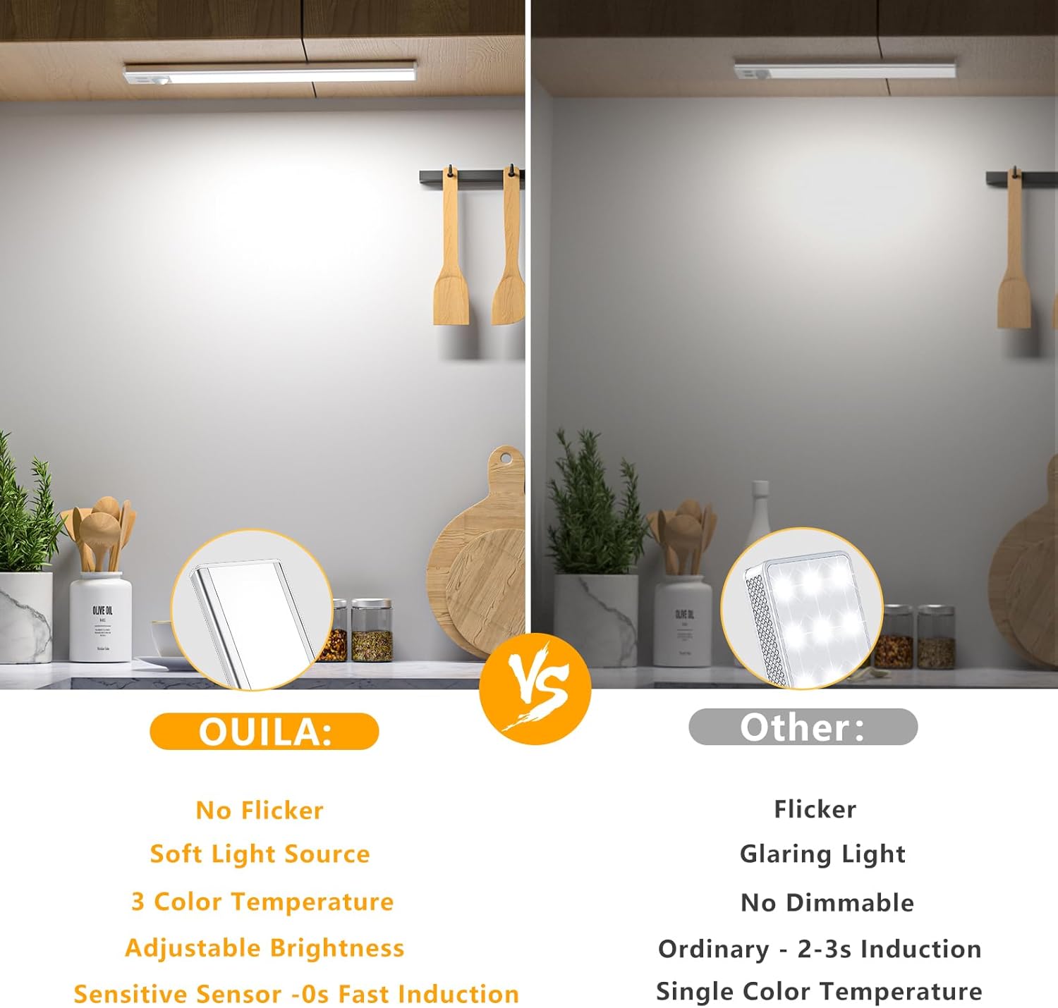 Thumbnail 1 de OUILA Under Cabinet Kitchen Lights 64 LED, 1000mAh 🔆