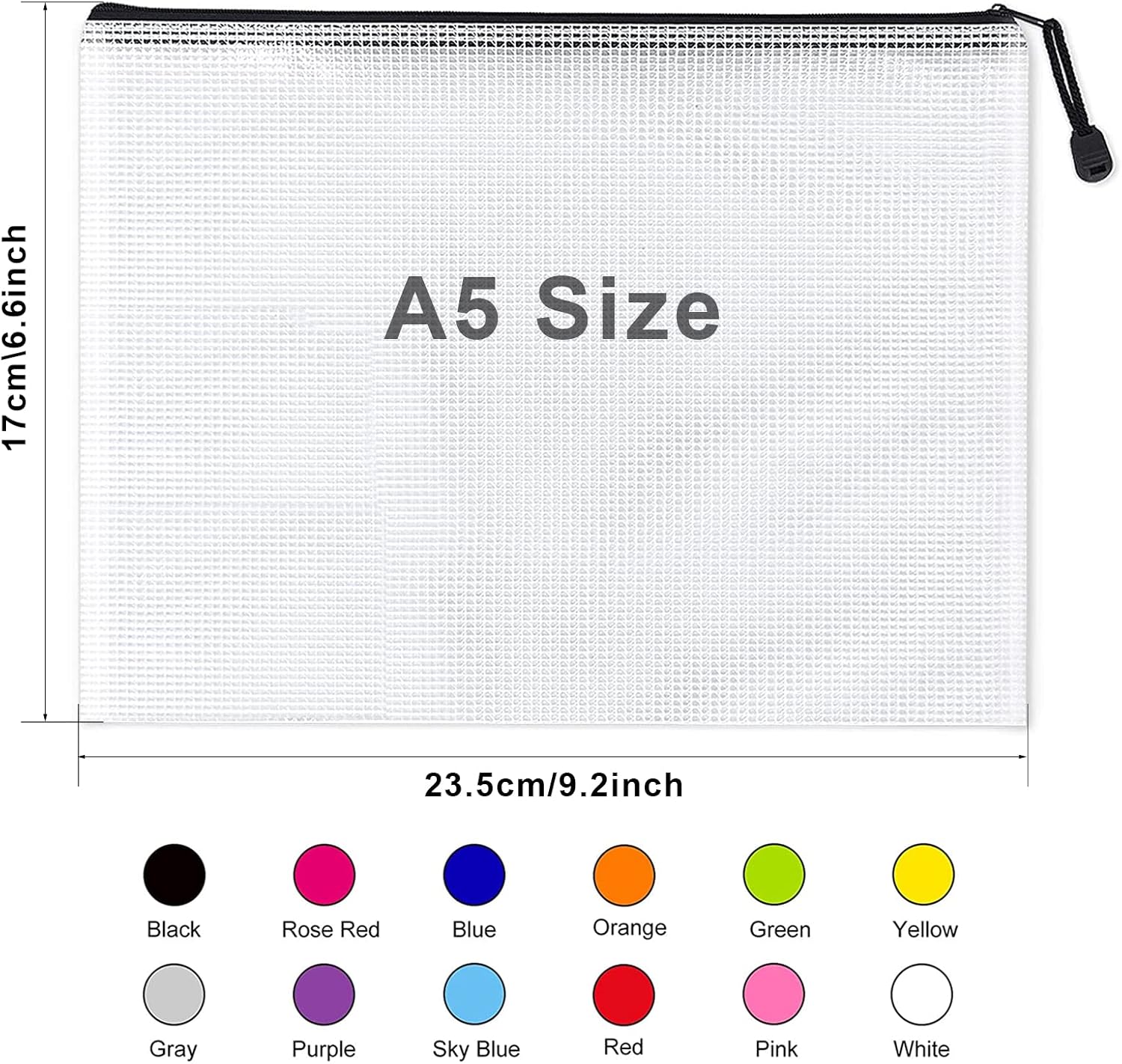 Thumbnail 1 de Newthinking A5 Zip Plastic Wallets (24 pack) – waterproof mesh zipper file folders for school, office & travel