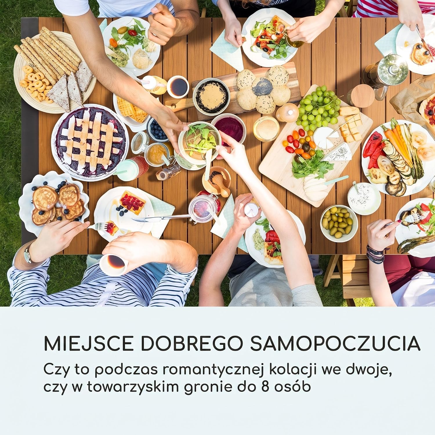 Detalle 2 de blumfeldt Menorca – rozkładany stół ogrodowy z Polywood, do 213 × 95 cm