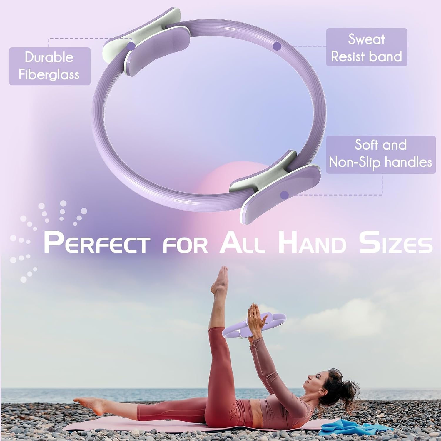 Thumbnail 3 de Ensemble Pilates EgoNova : anneau 35,6 cm, mini-ballon et bandes de résistance (3 niveaux)