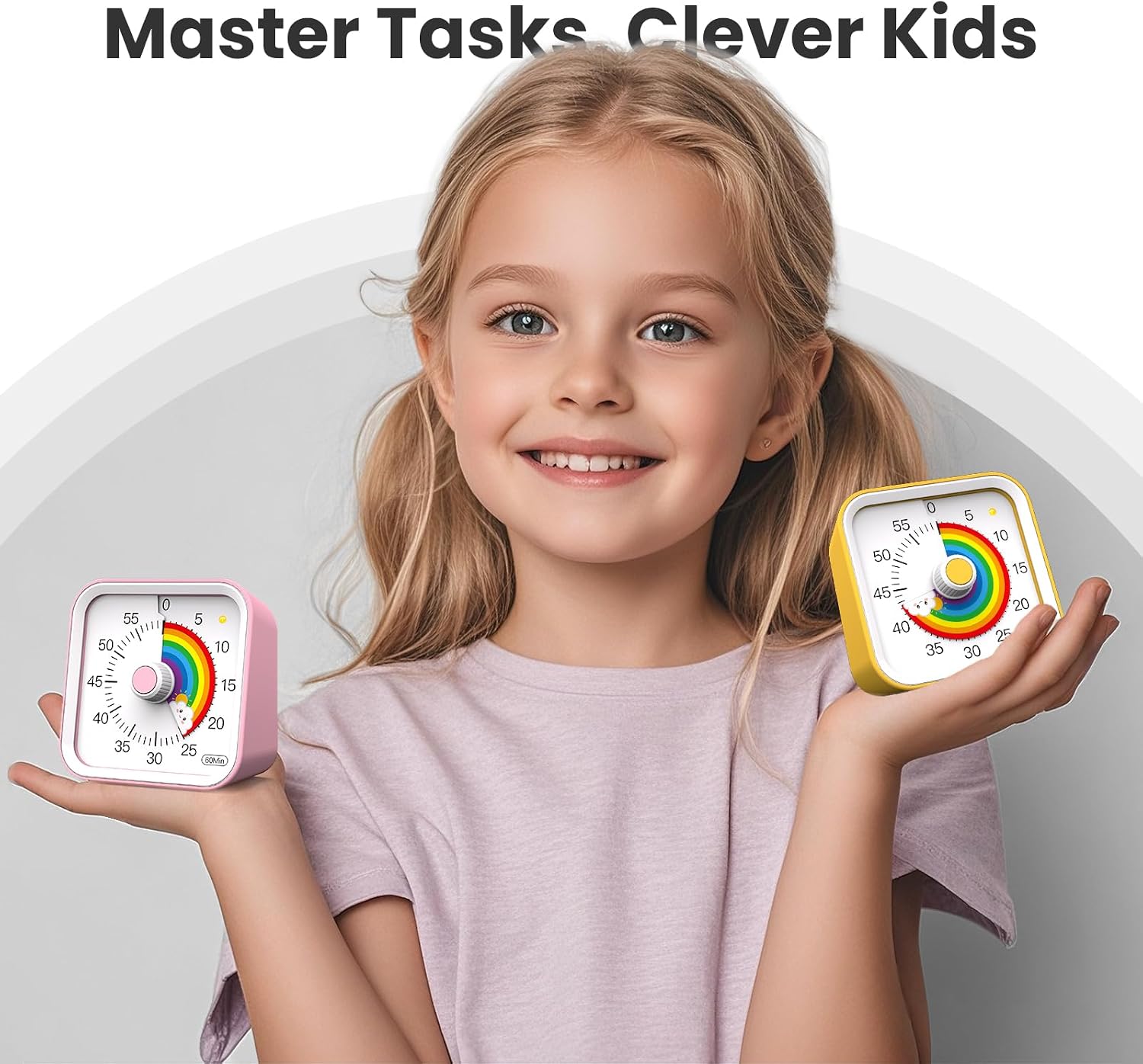 Detalle de Visual Timer for Kids with Pause Function – Rainbow Yellow