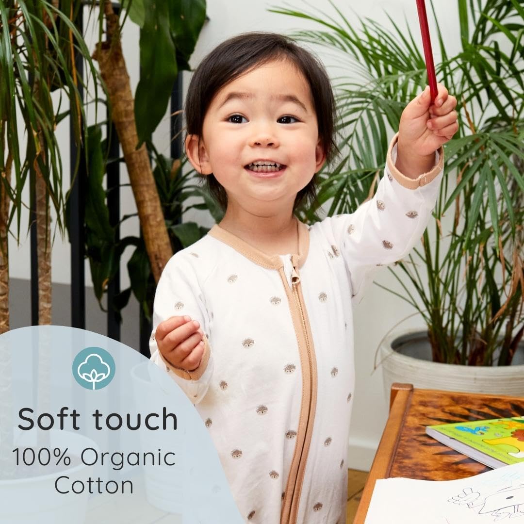 Detalle 2 de Bramble & Bear 2-Pack Toddler & Baby Sleepsuits – Organic Cotton, Full Zip, Foldable Foot Covers