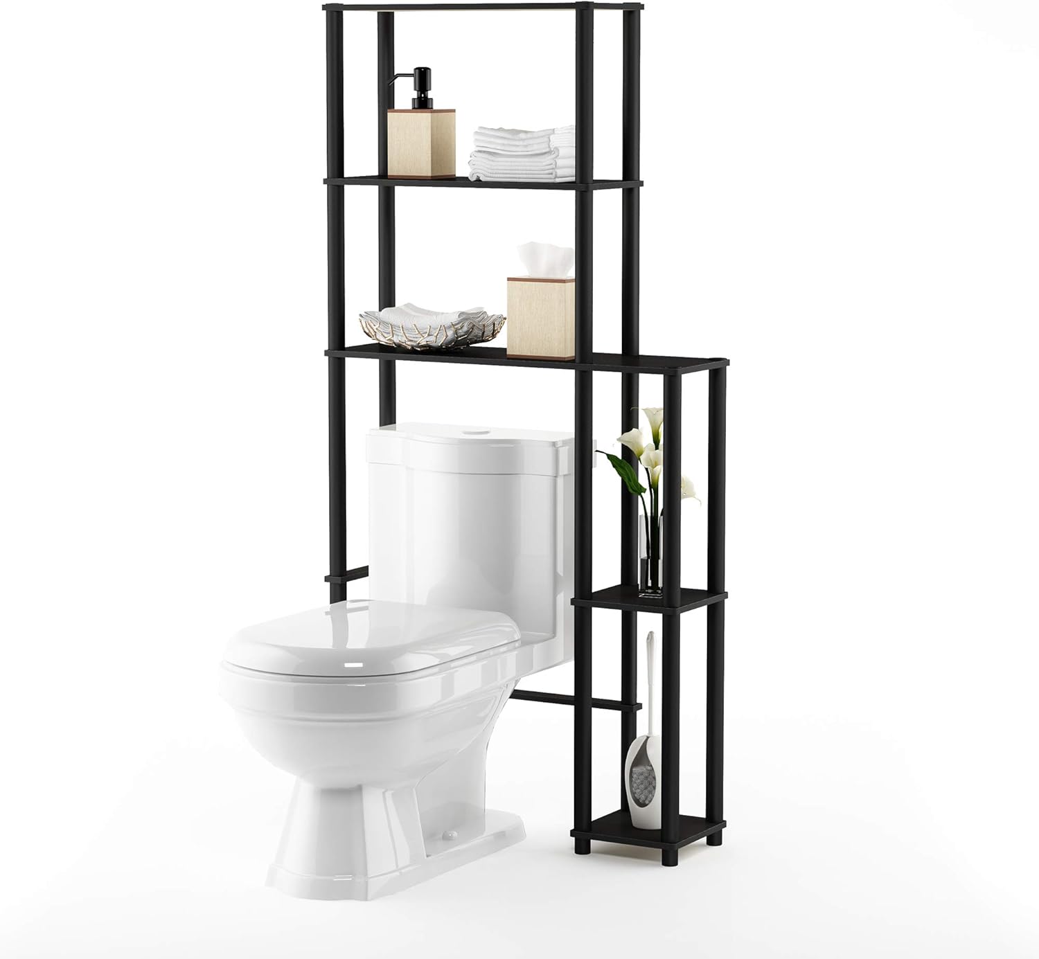 Thumbnail 4 de Furinno Scaffale di Stoccaggio del Bagno Nero, 5 Ripiani – 165.35 x 22.86 x 78.99 cm
