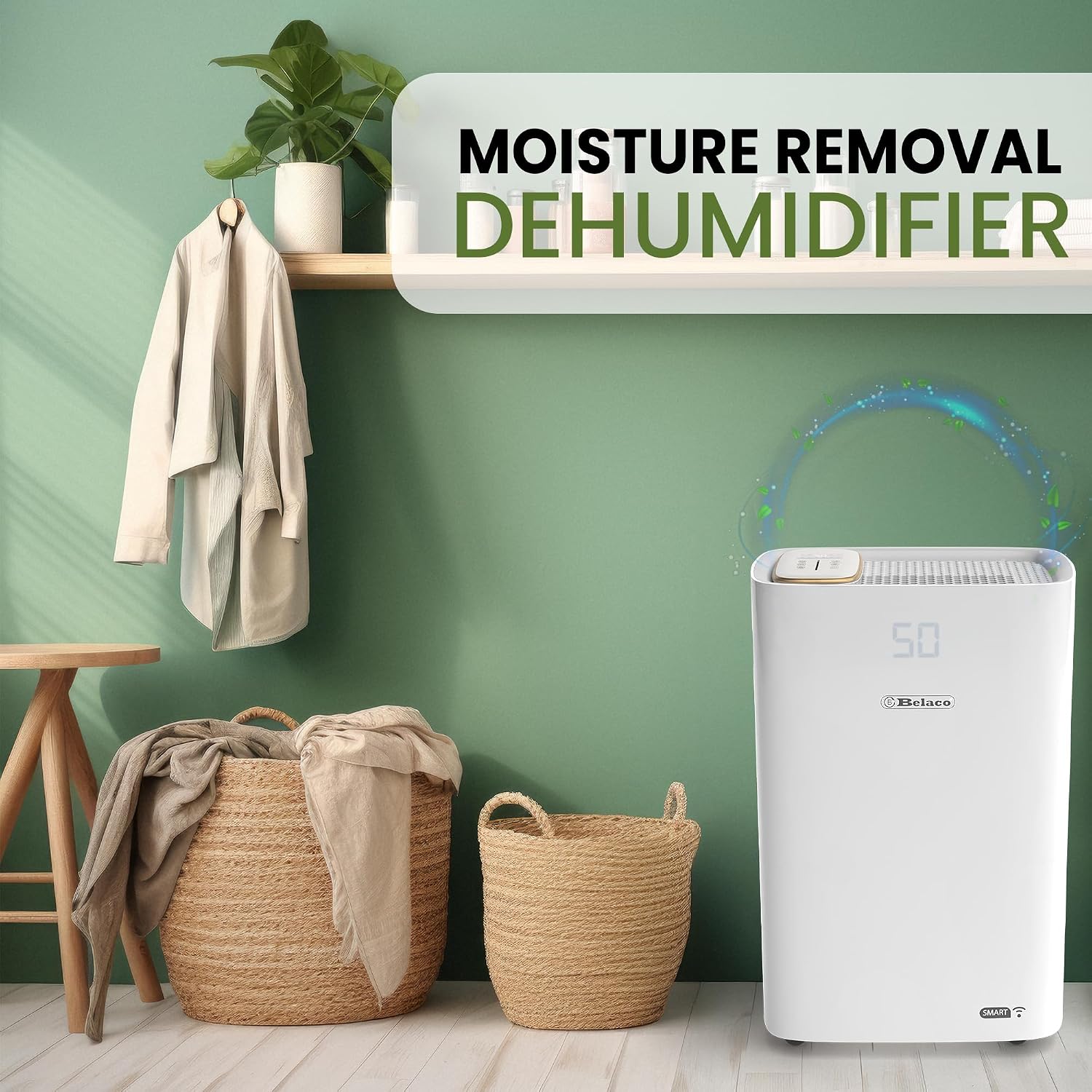 Detalle 2 de Belaco 20L WiFi Dehumidifier for Home & Basement
