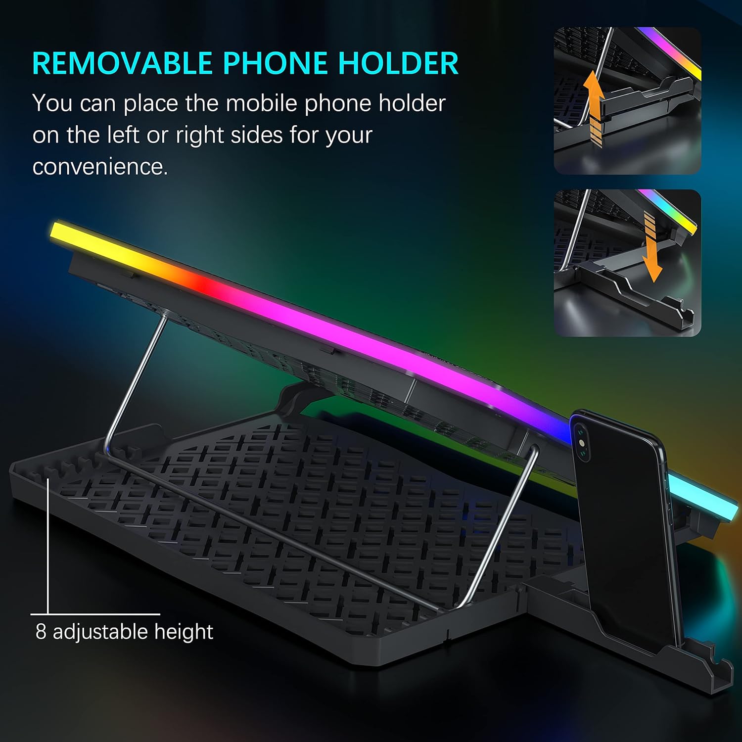 Detalle 2 de TopMate C12 Laptop Cooling Pad RGB Gaming Cooler for 15.6–17.3 Inch Laptops