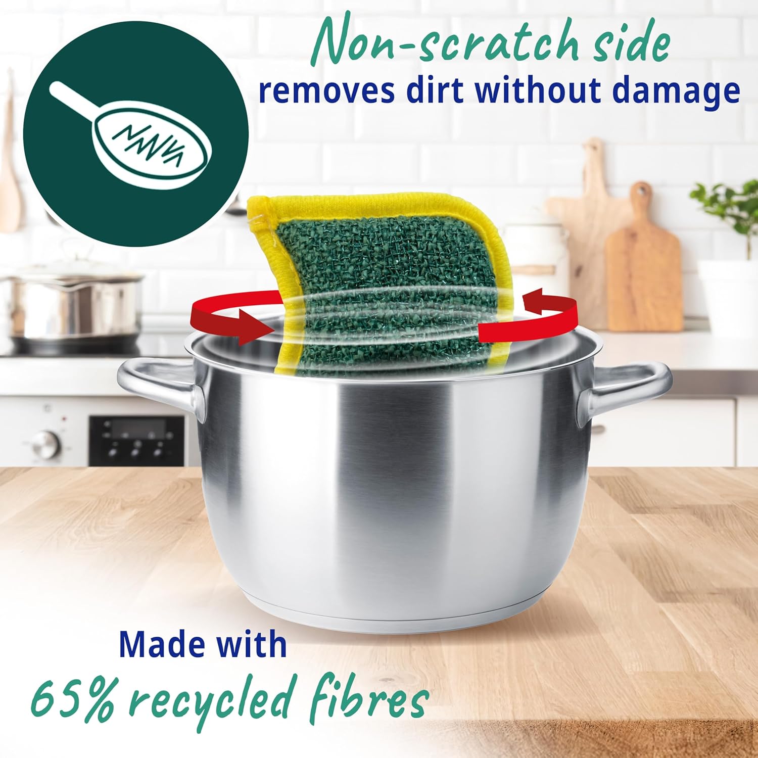 Thumbnail 4 de Spontex Flex & Wash Reusable Washing Up Sponges: Dual-Sided Microfibre Scrub for Everyday Cleaning