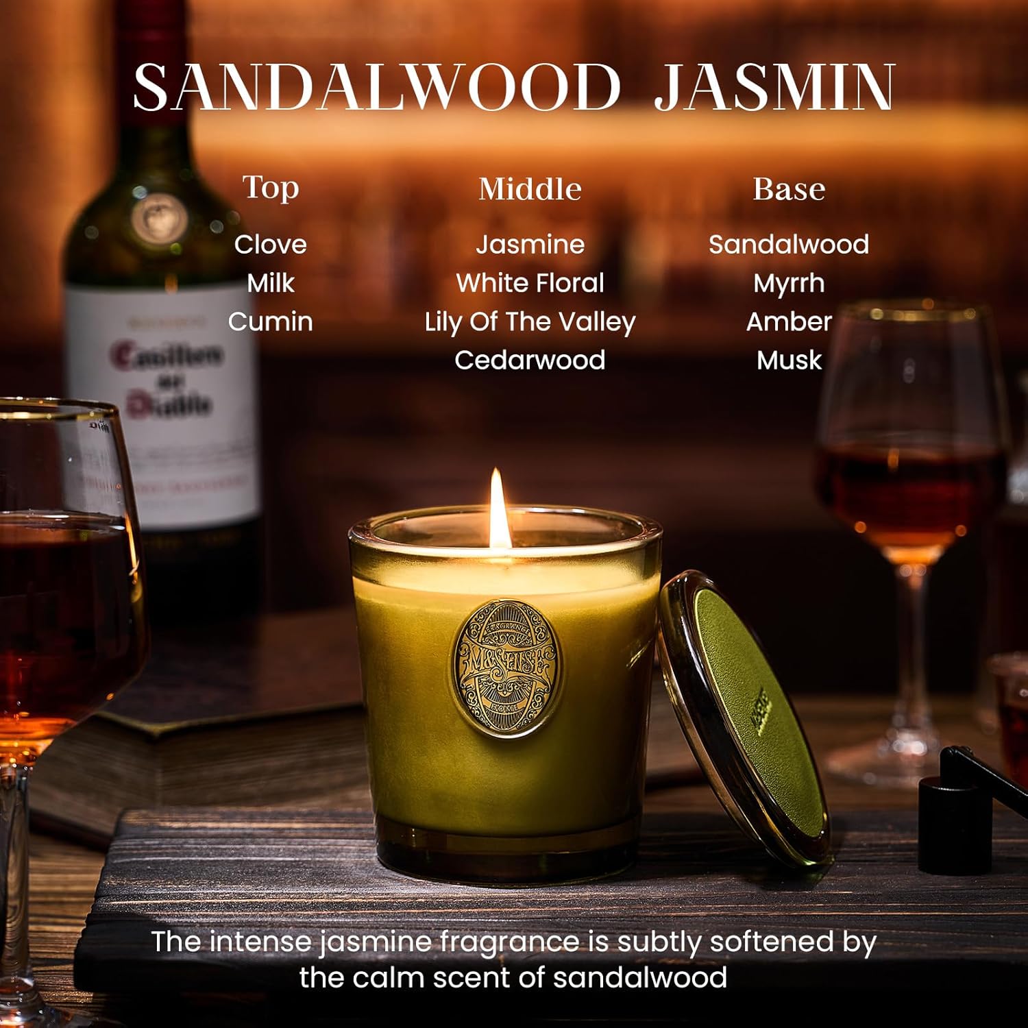 Thumbnail 2 de M&SENSE Sandalwood Jasmin Scented Candle 260g