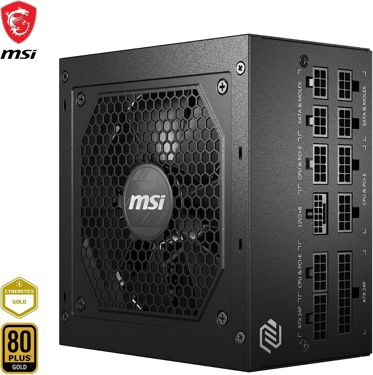 Detalle de MSI MAG A850GL PCIE5 Netzteil – 850W, 80 Plus Gold, voll modular, ATX 3.0, PCIe 5.0 Unterstützung