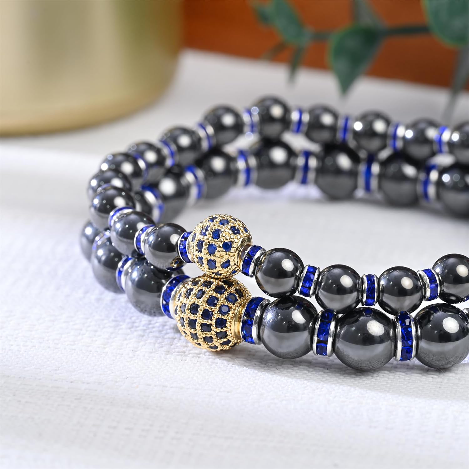 Thumbnail 2 de Apocalyptic-K Magnetic Hematite Bracelet with Zirconia Beads (6/8/10mm) – A Subtle, Elegant Accessory