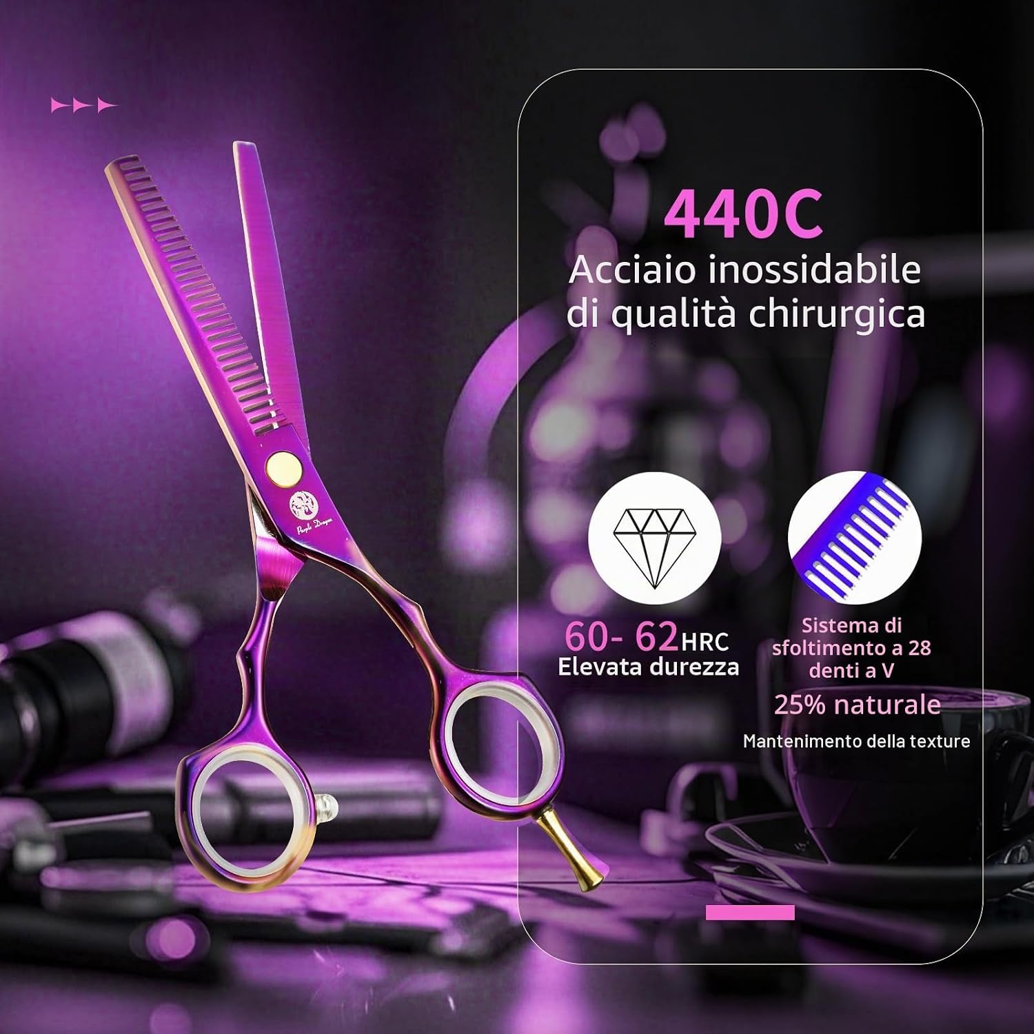 Detalle de Purple Dragon Set forbici 14 cm in titanio ✂