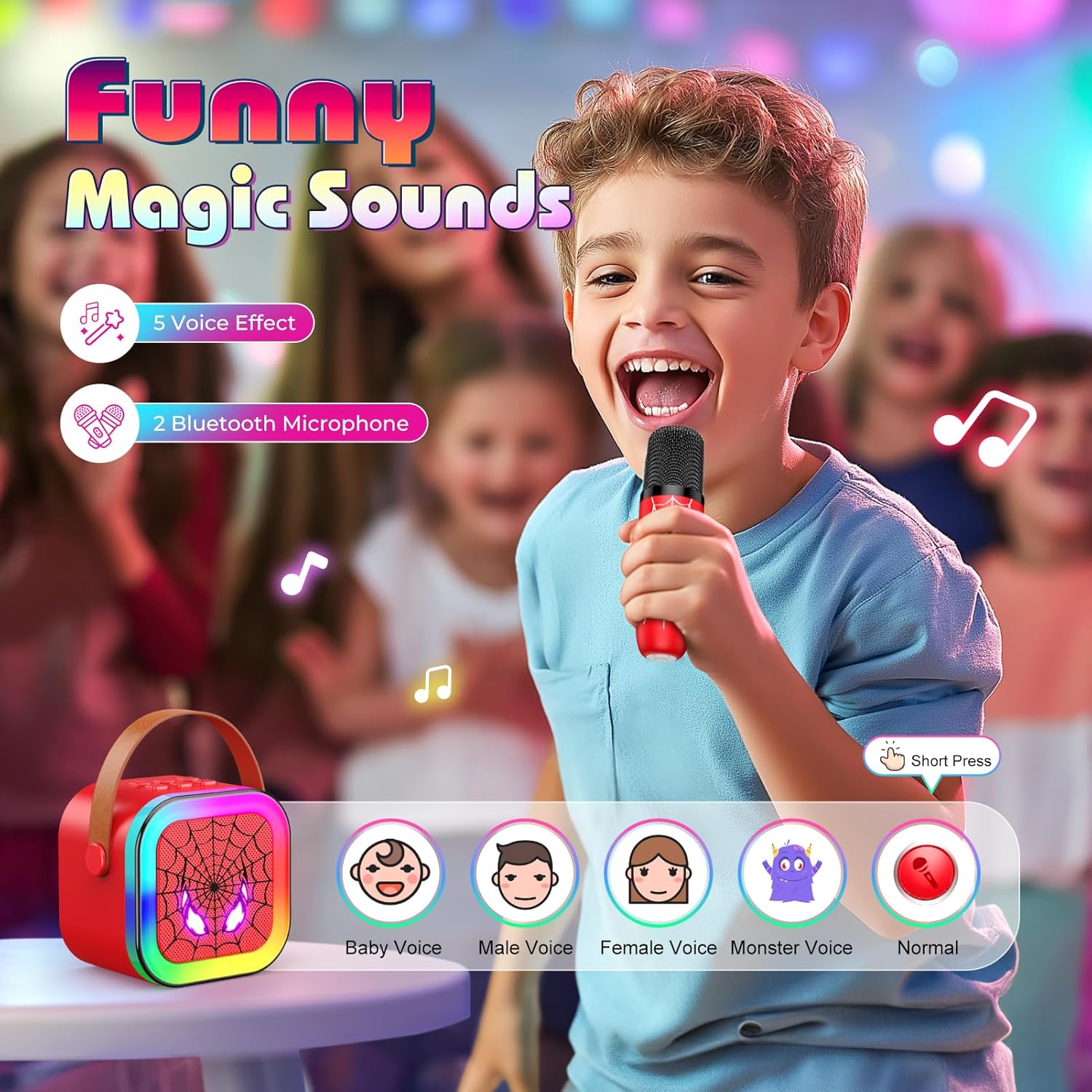 Thumbnail 2 de Braxel Karaoke Machine with 2 Wireless Microphones (Spider-themed) for Kids