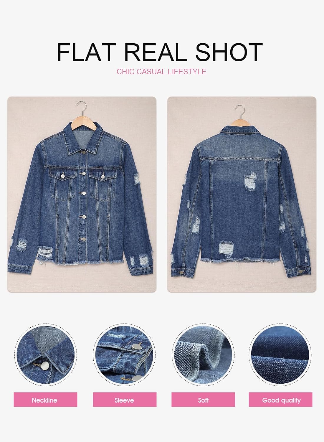 Thumbnail 4 de EVALESS Denim Cropped Boyfriend Jacket