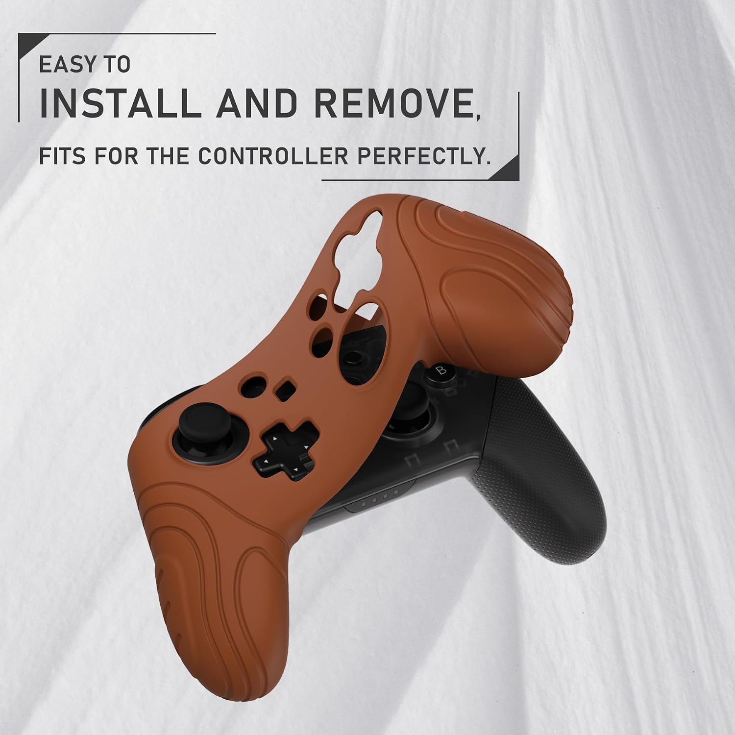 Thumbnail 4 de PlayVital Samurai Edition: Ergonomic Silicone Skin for Nintendo Switch Pro Controller (Signal Brown)