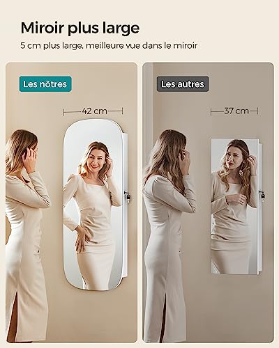 Detalle 2 de SONGMICS Armoire à Bijoux avec Miroir LED et Serrure – JJC026W01
