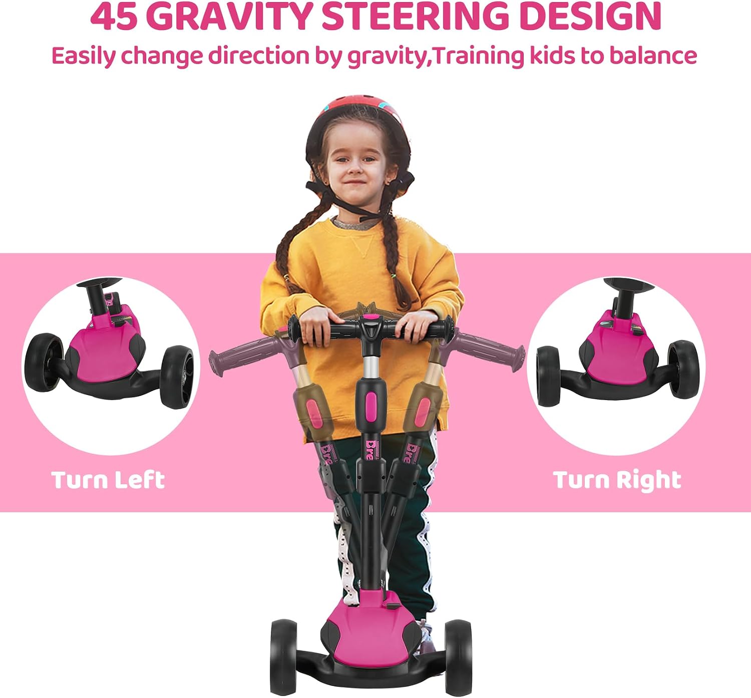 Detalle 2 de BremToy Kinderroller mit abnehmbarem Sitz, stufenlos höhenverstellbarem Lenker und PU-Rädern
