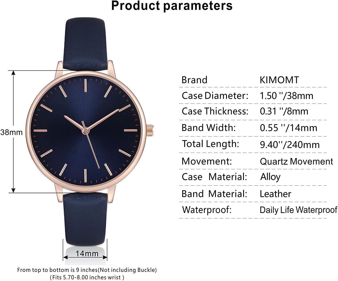 Thumbnail 4 de KIMOMT Damenuhr mit Lederarmband – Quarz Uhr für Damen mit wassergeschütztem Edelstahlgehäuse