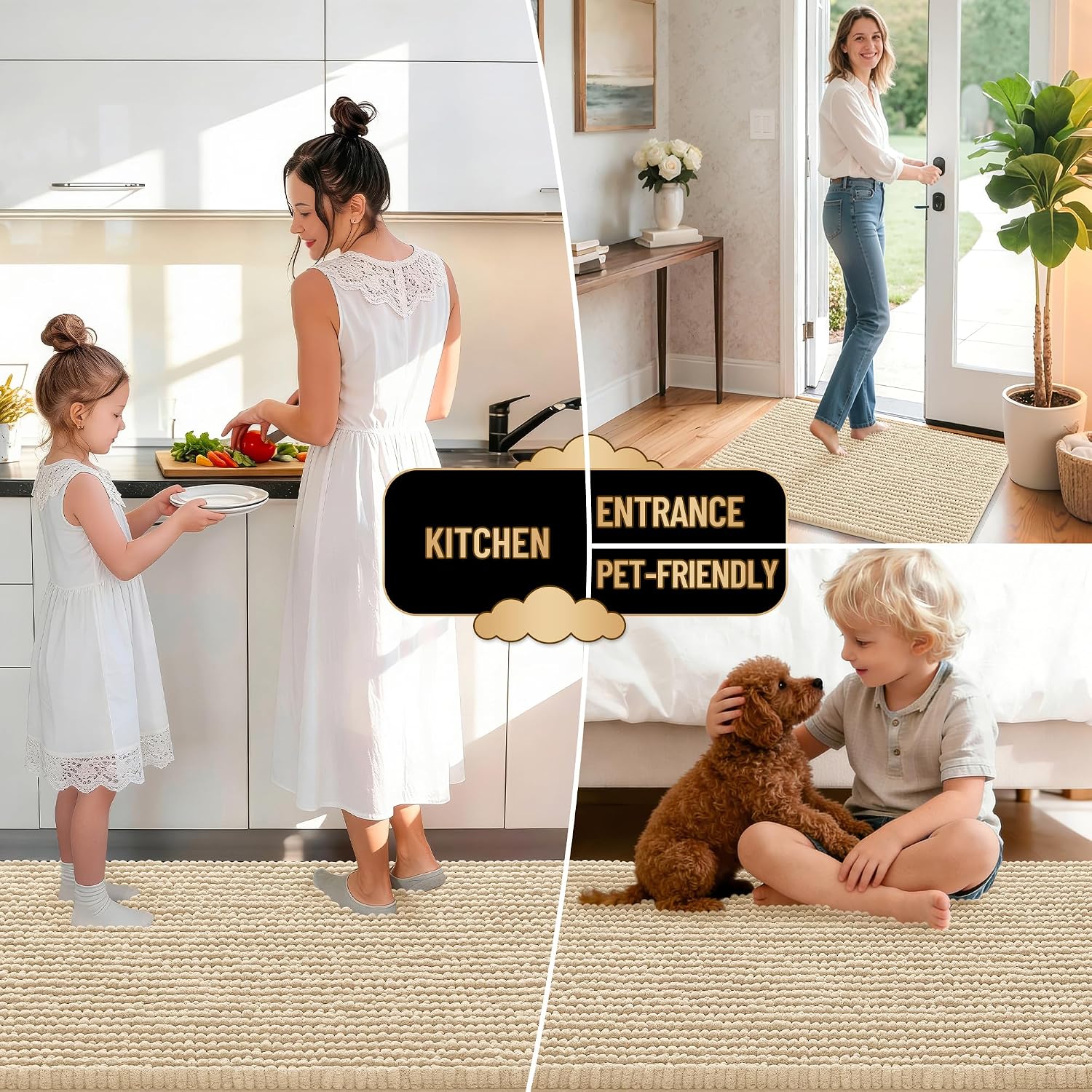 Thumbnail 5 de OLANLY Thick Bathroom Rug 24x16 Beige
