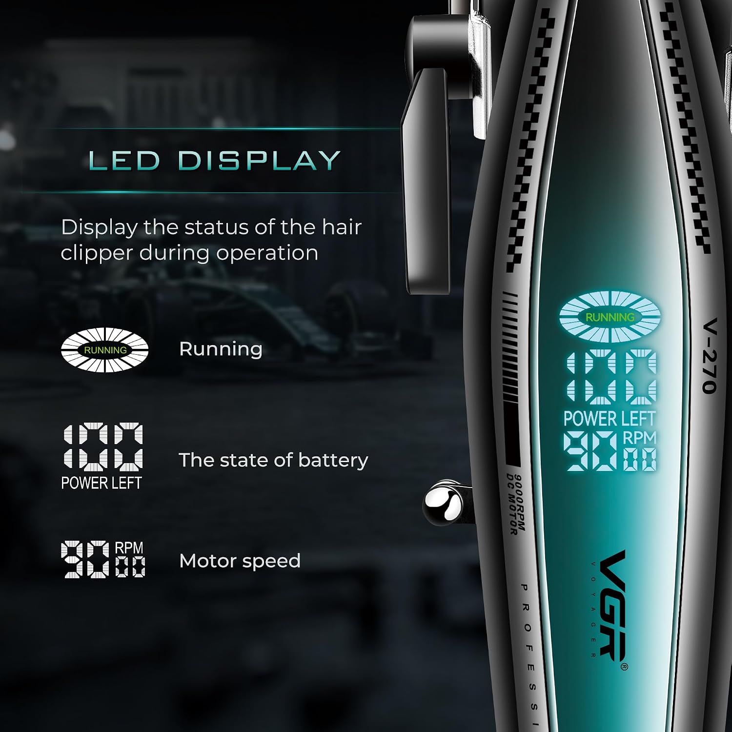 Thumbnail 5 de VGR Hair Clippers for Men: Pro Cordless USB-C Clipper with 9000 RPM, Ceramic Blade & Taper Lever