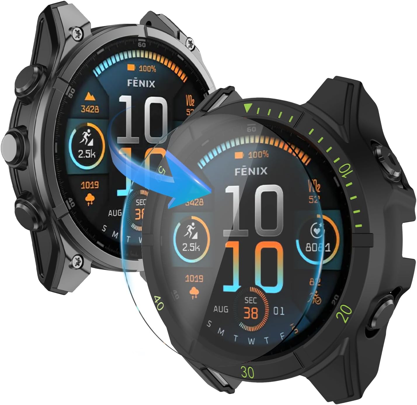 Detalle de OVERSTEP Full Case for Garmin Fenix 8 47mm Solar: Complete Screen & Edge Protection