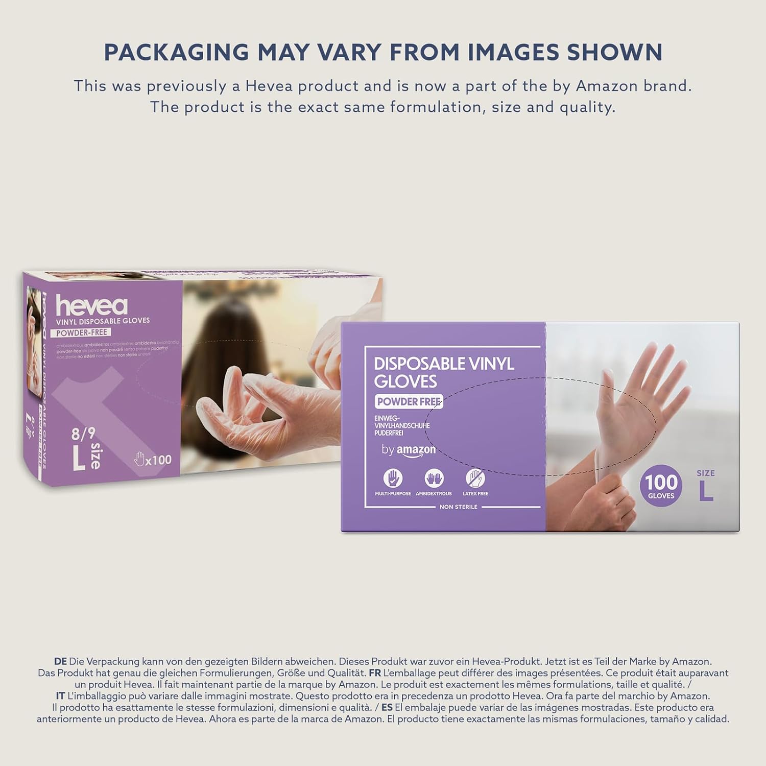 Thumbnail 1 de by Amazon Disposable Vinyl Gloves, Size L, Pack of 100