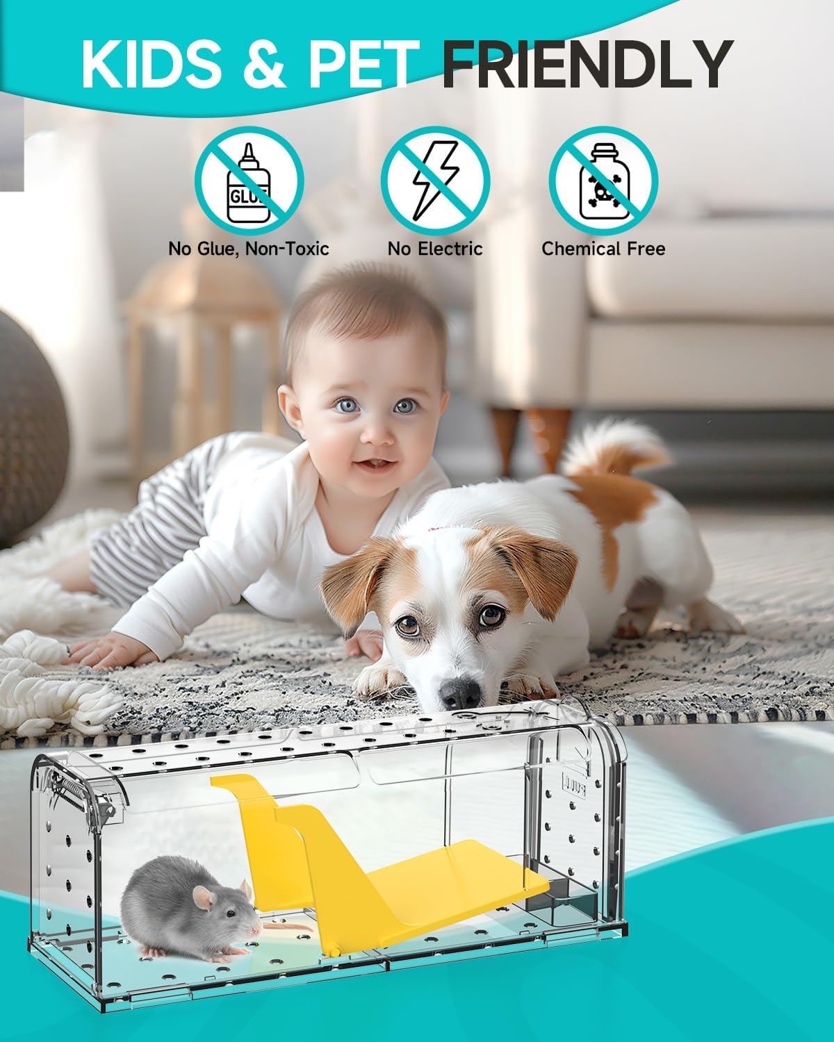 Detalle de Humane Mouse Traps Indoor Outdoor: Safe, Reusable Catch-and-Release for Homes & Pets