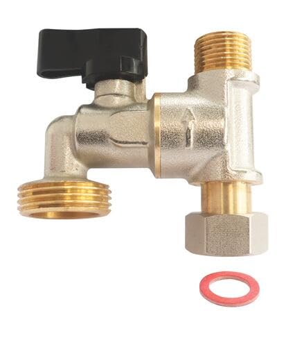 Detalle de SOMATHERM FOR YOU – Robinet à Bec Équerre 3/8" pour Machine à Laver, 1/4 Tour, Piquage M3/4" – Gris/Argent