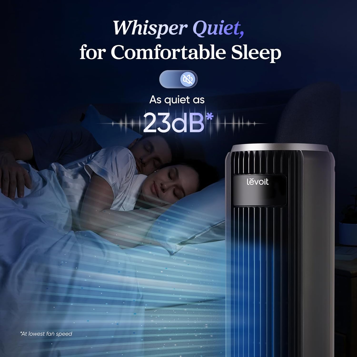 Thumbnail 1 de Levoit 23dB Silent Tower Fan – Bladeless, Whisper-Quiet Cooling for Bedroom
