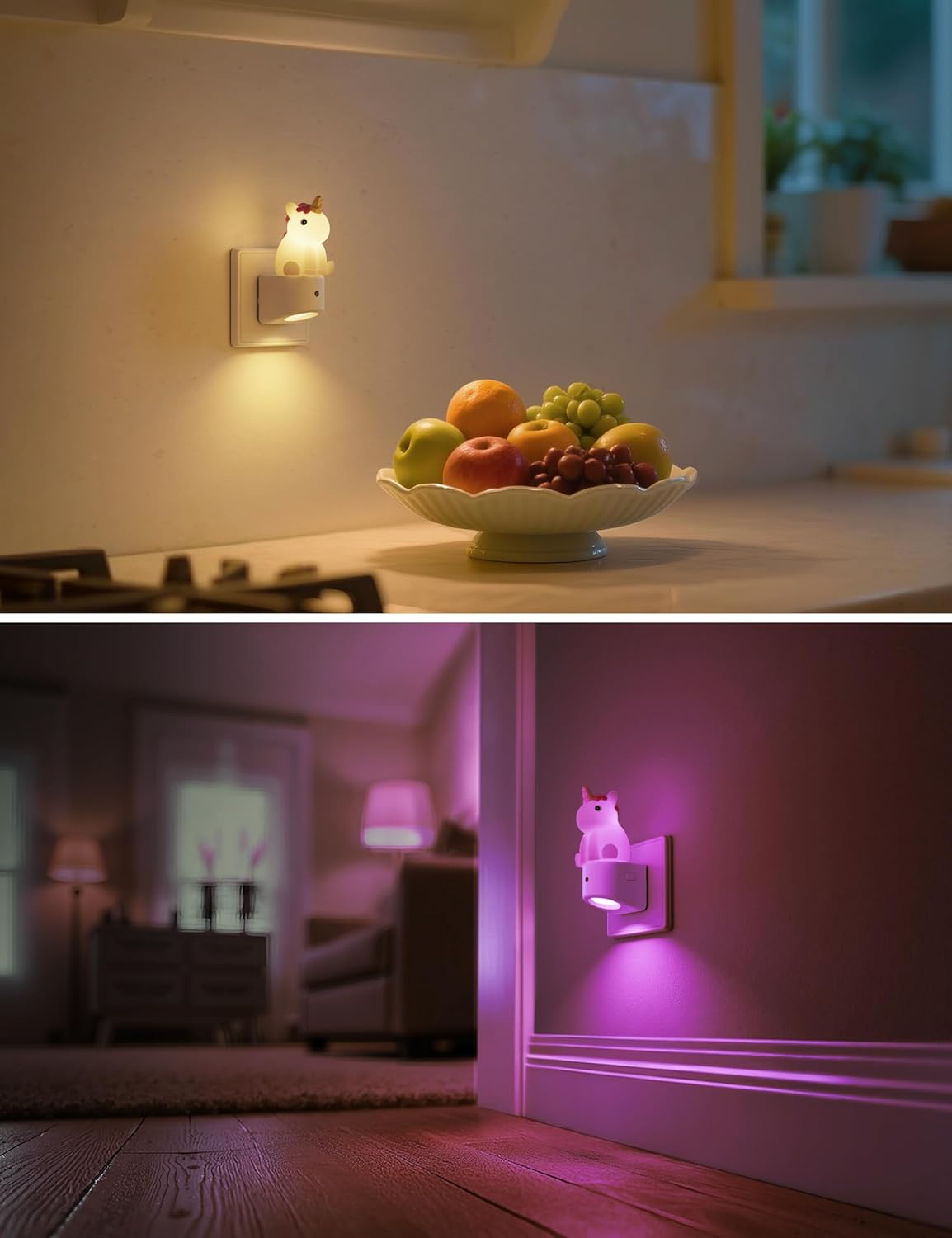 Detalle de LOHAS-LED Nachtlicht Steckdose – 3D Cute Nachtlicht mit Dämmerungssensor, RGB & Warmweiß 3000K
