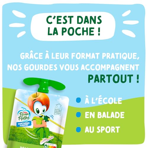 Detalle de Pom’Potes Compote Sans Sucres Ajoutés Pomme Poire Vanille Banane 28x90g — gourde nomade, fruit et fibre