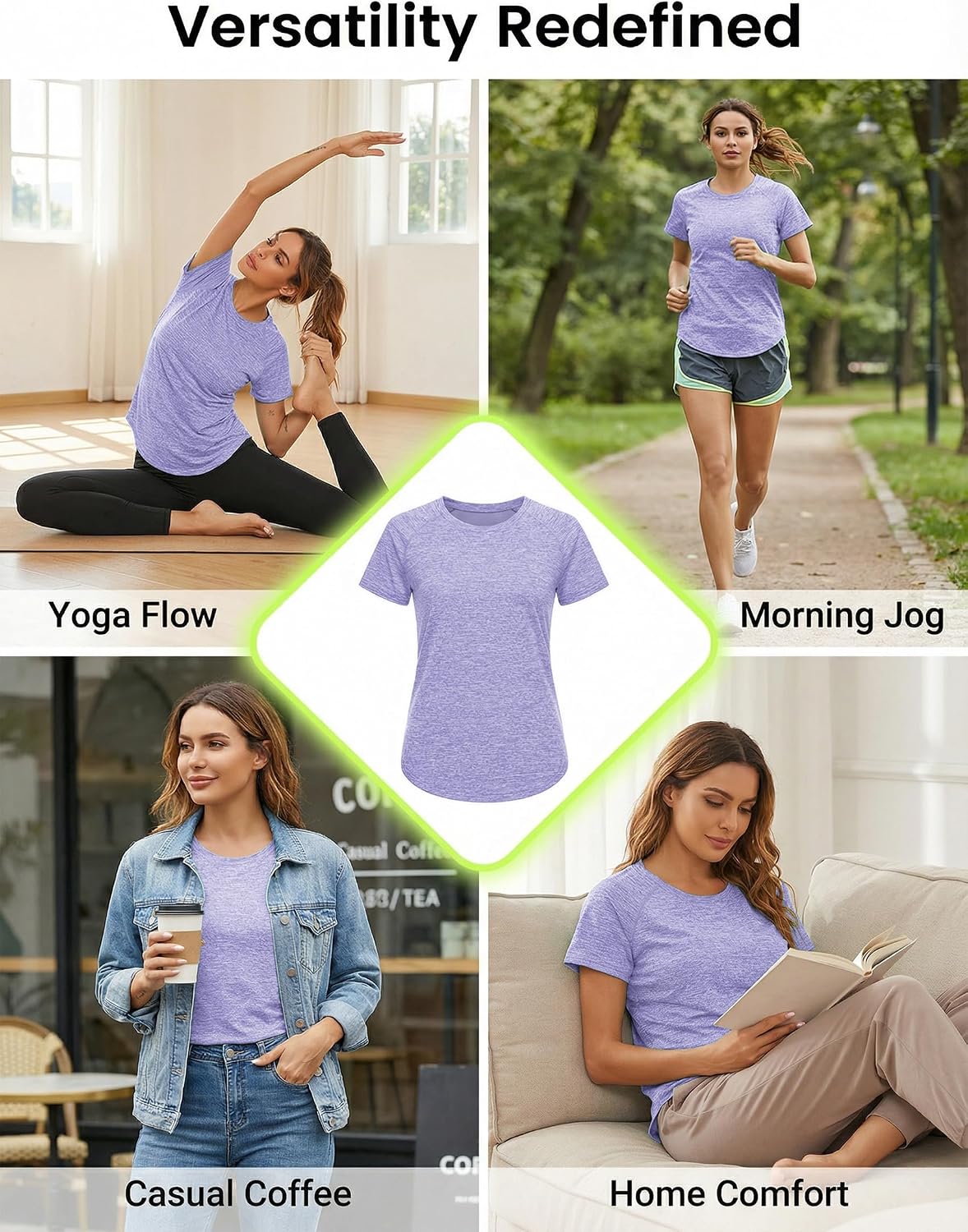 Detalle 2 de Wayleb Women’s Sports T‑Shirt Short Sleeve Quick Dry Top