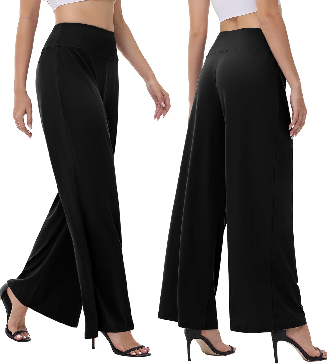 Thumbnail 1 de ZOOSIXX Wide Leg Palazzo Pants for Women (High-Waist Stretch Lounge Pants)