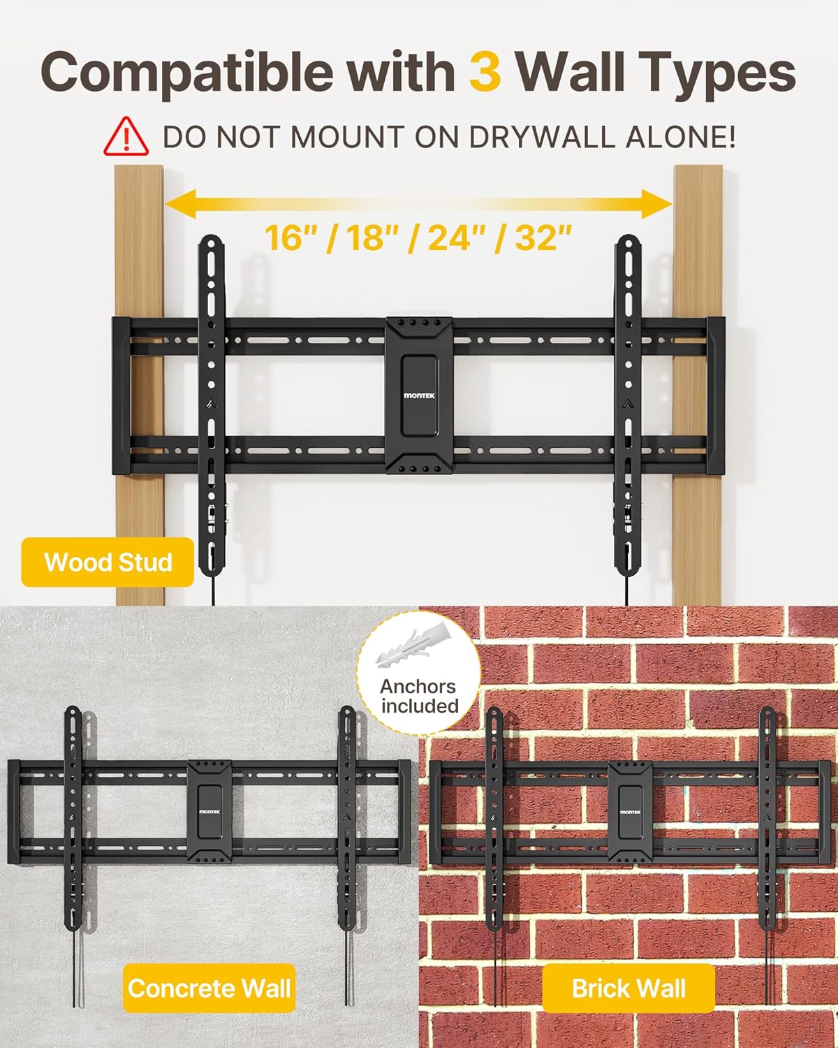 Thumbnail 5 de monTEK Heavy Duty TV Wall Mount 200 lbs