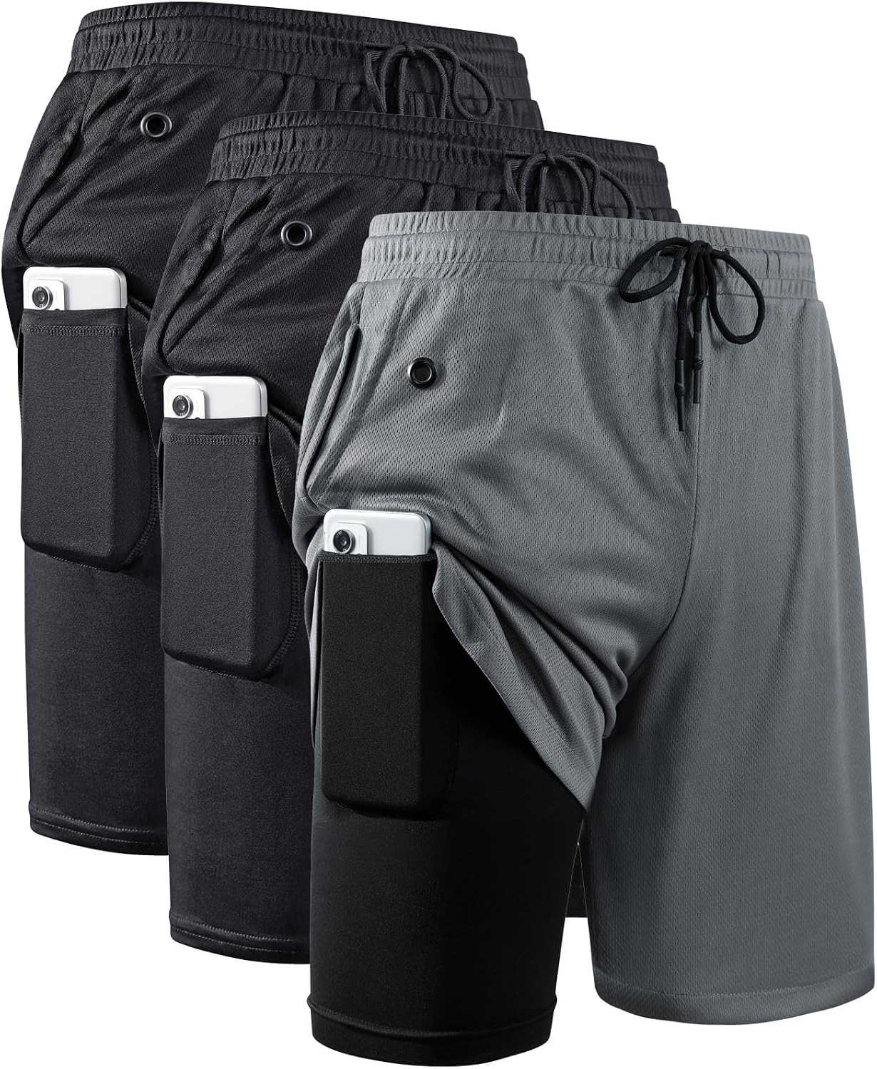 Detalle de JWJ Men's 2-in-1 Workout Shorts, 7-Inch Lightweight with Compression Liner