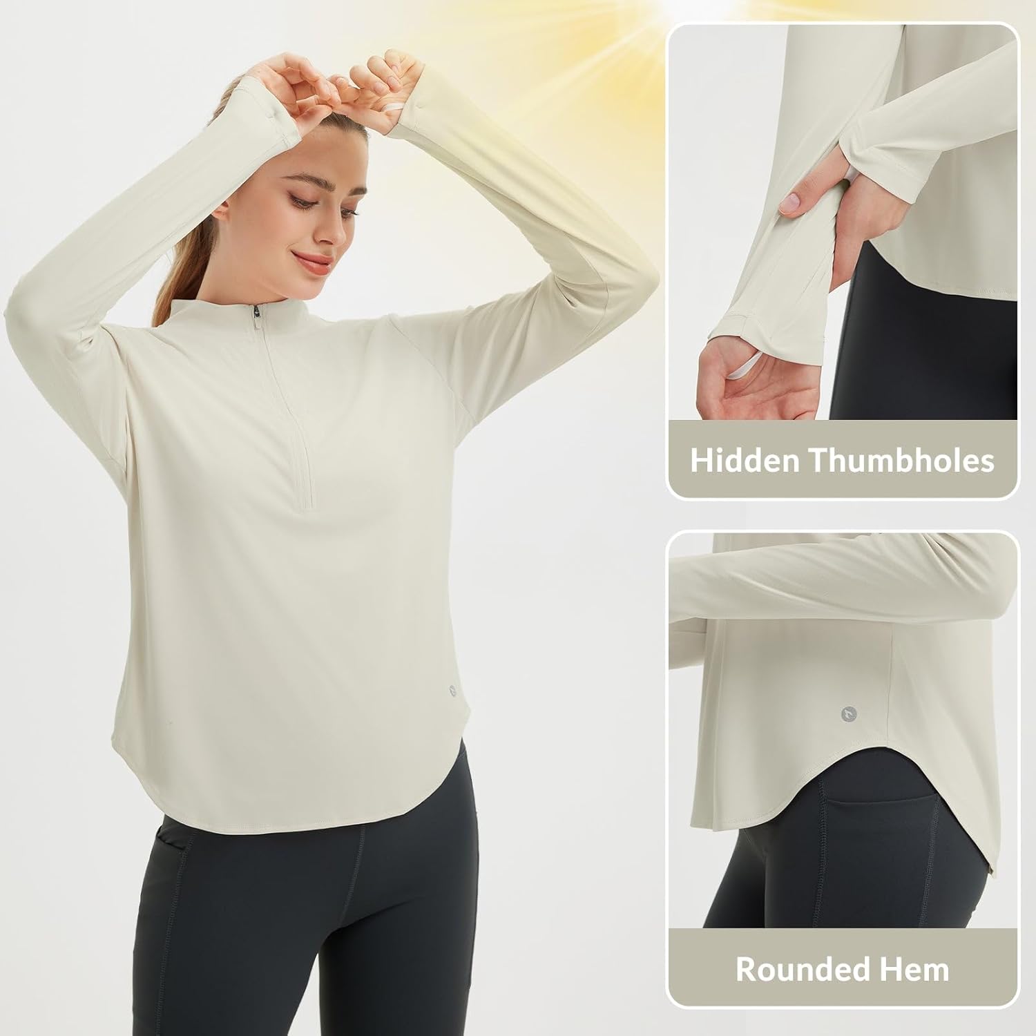 Detalle 1 de baleaf Women’s Sun Shirts Hiking Shirt (Lightweight Long Sleeve) UPF50+ Half Zip Rash Guard