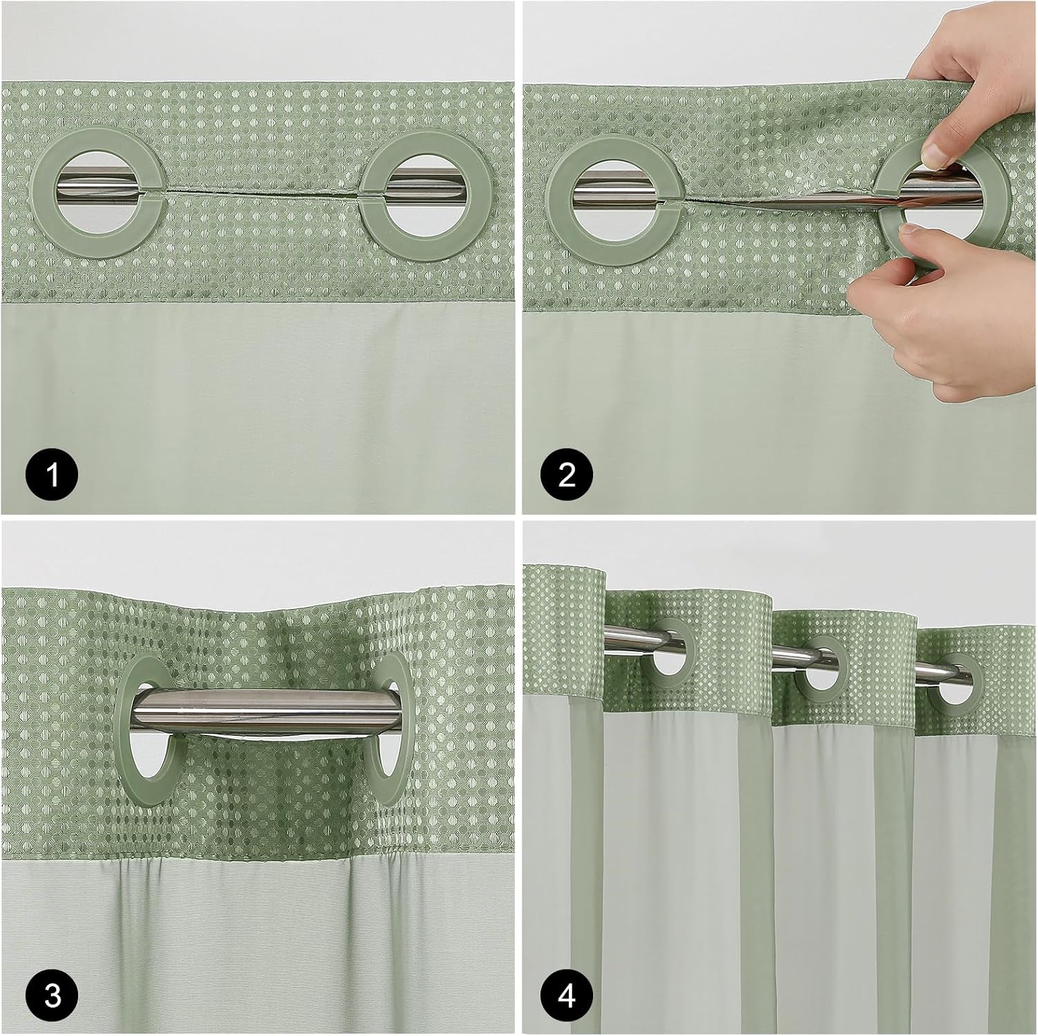 Thumbnail 6 de Colorful Star No Hook Shower Curtain 72"