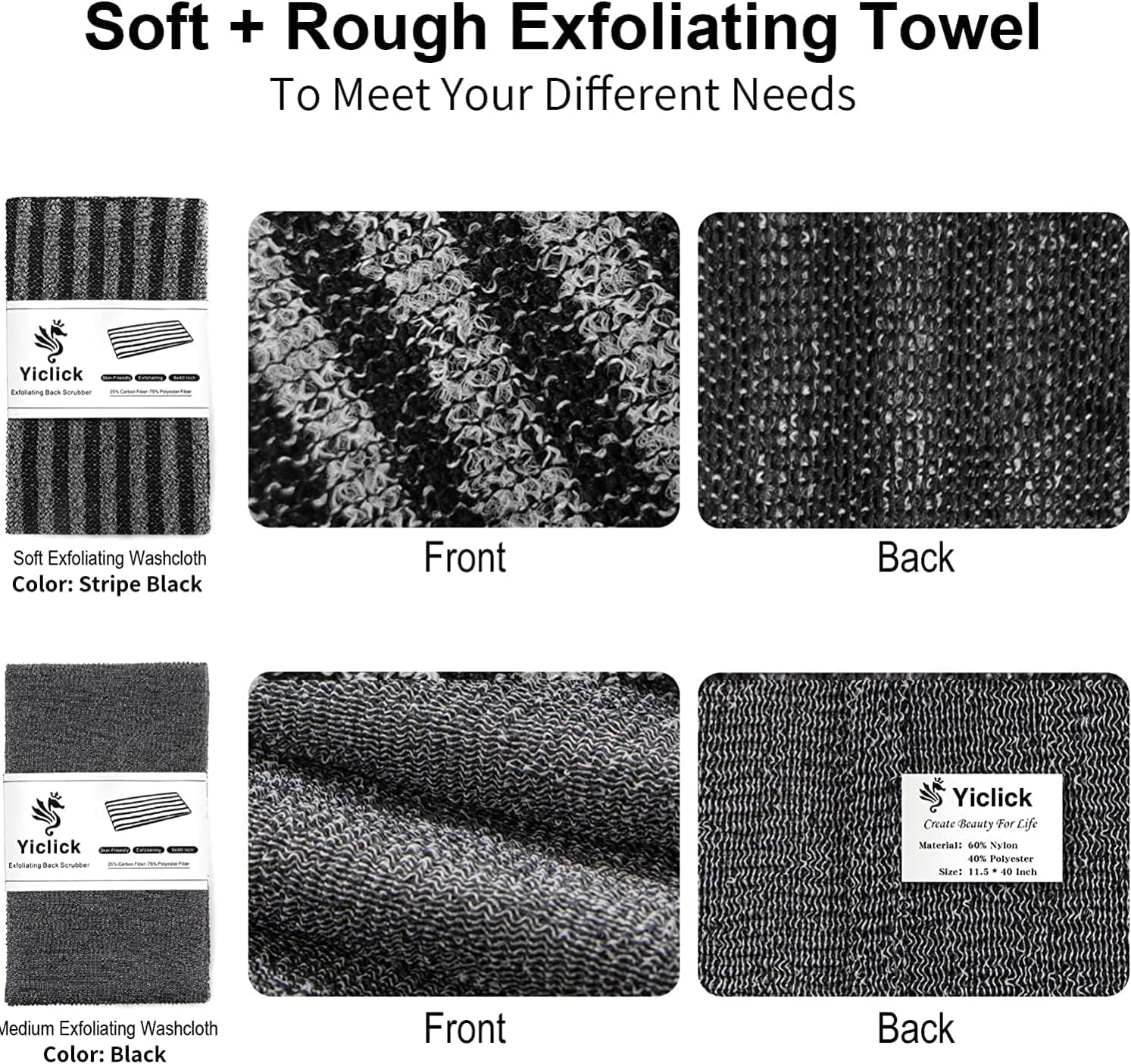 Thumbnail 1 de Yiclick Exfoliating Body Scrubber back washcloth