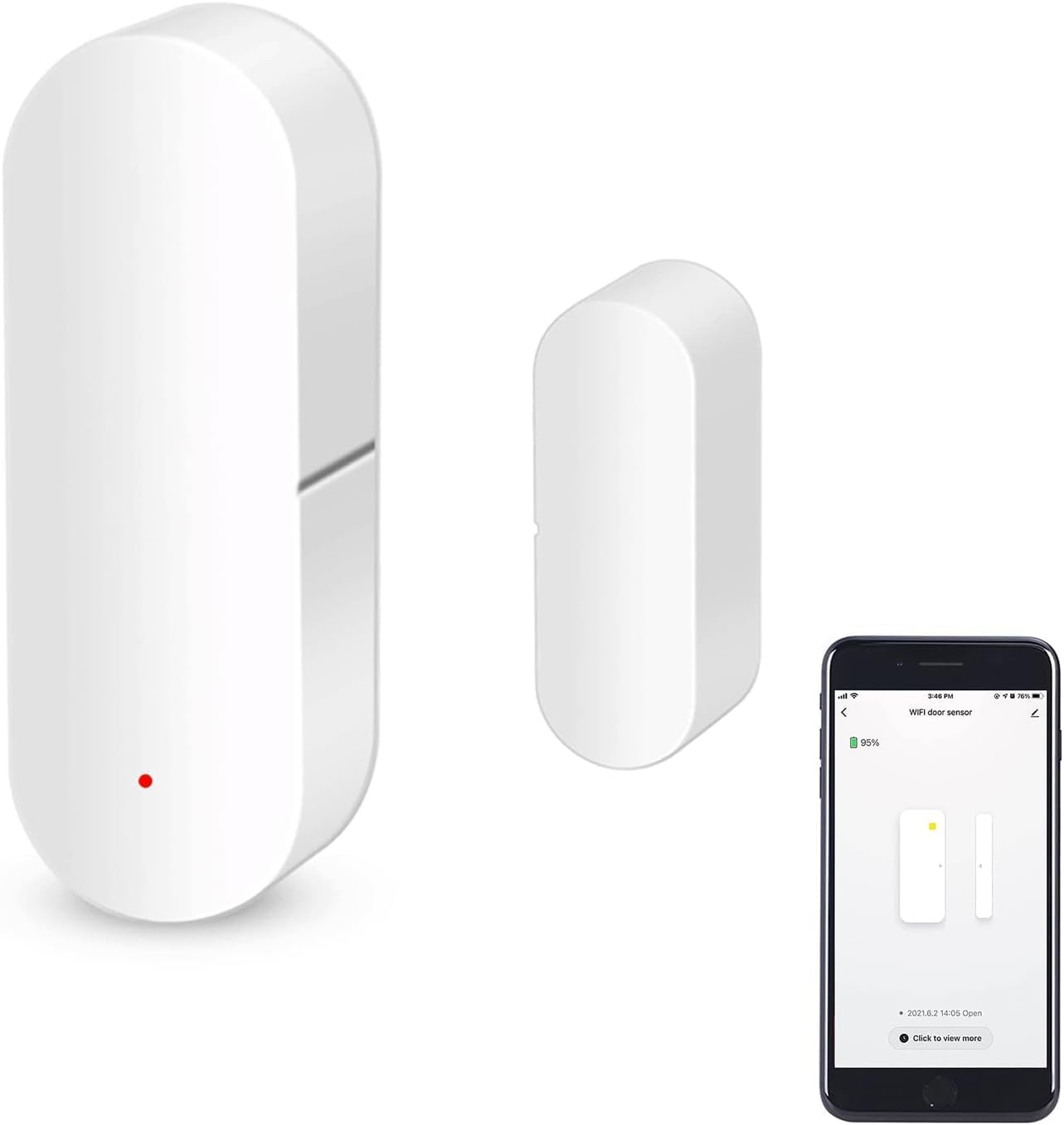 Detalle de Sensore porta WiFi intelligente per finestre e porte, wireless, compatibile Alexa e Google Assistant (1 Pack)