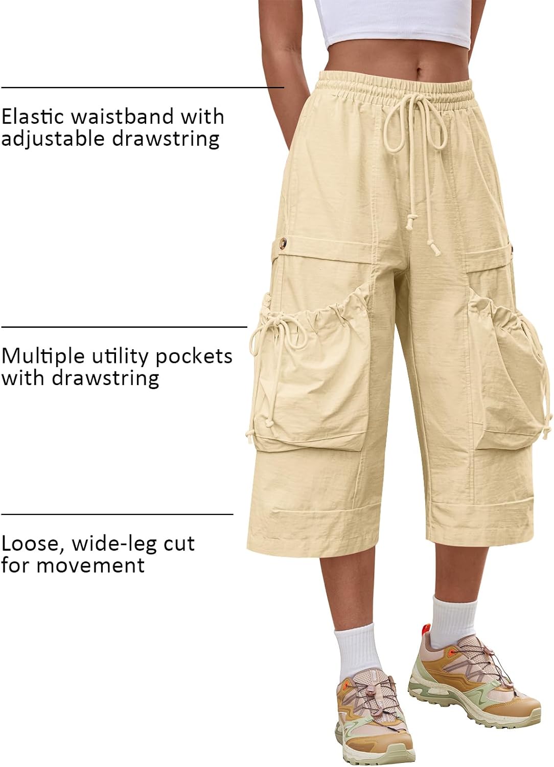 Detalle 2 de Aoysky Women's Cotton Cargo Capris