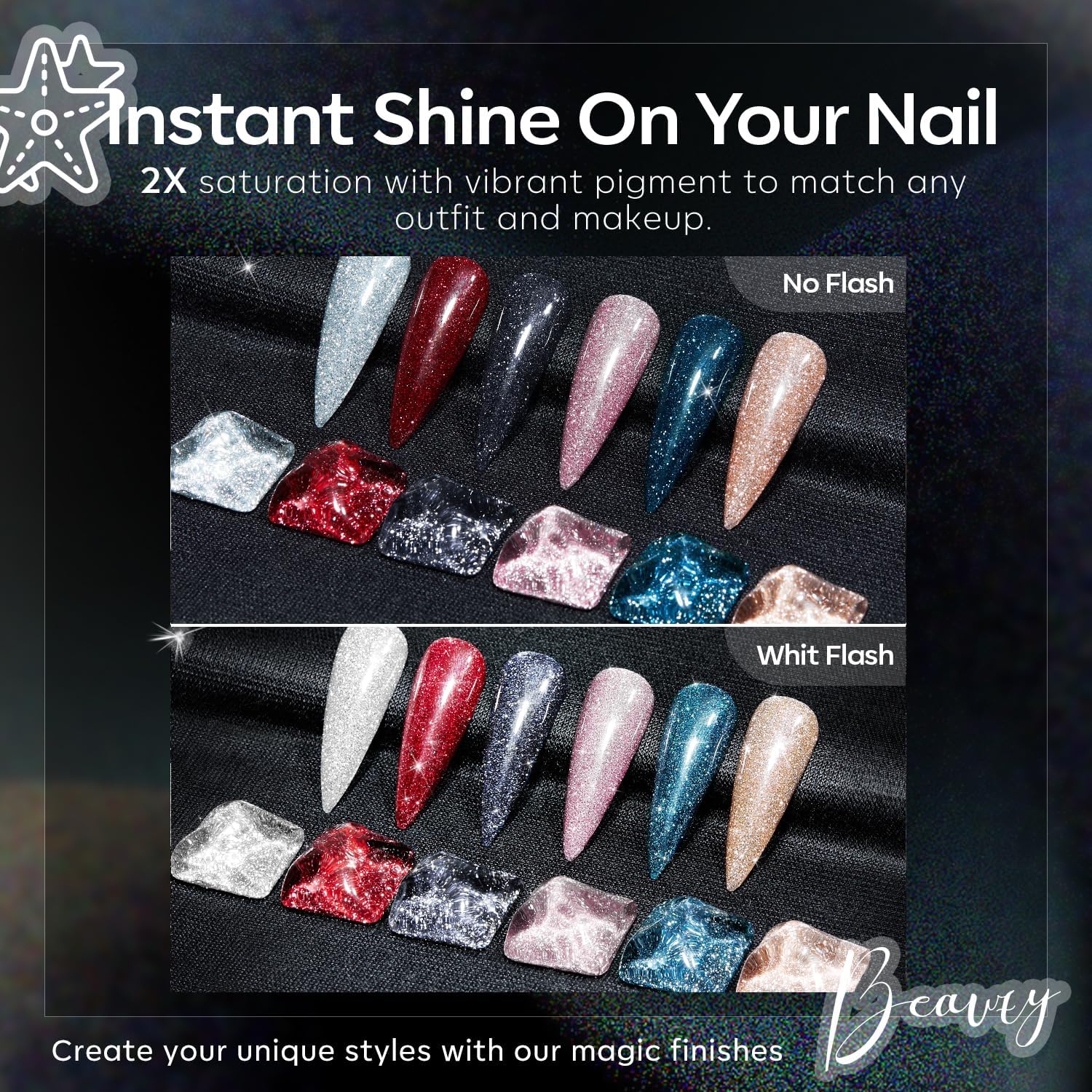 Thumbnail 6 de Modelones semi-permanente glittergellak met 6 kleuren in zilver, rood en groen