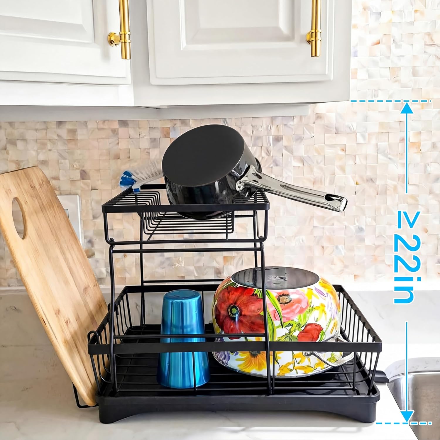 Thumbnail 6 de 7 code Large Dish Drying Rack — 2-Tier Dish Drainer 🍽