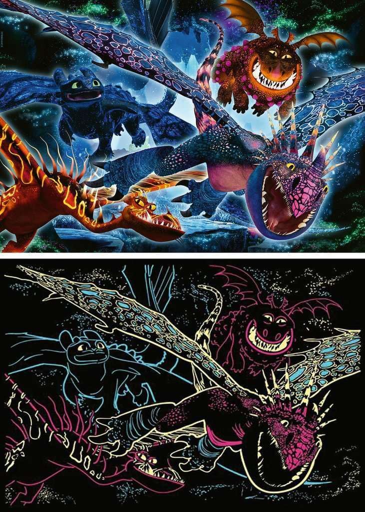 Thumbnail 1 de Ravensburger Puzzle pour Enfants 13710 Dragons Lumineux – 100 pièces XXL, brille dans le noir