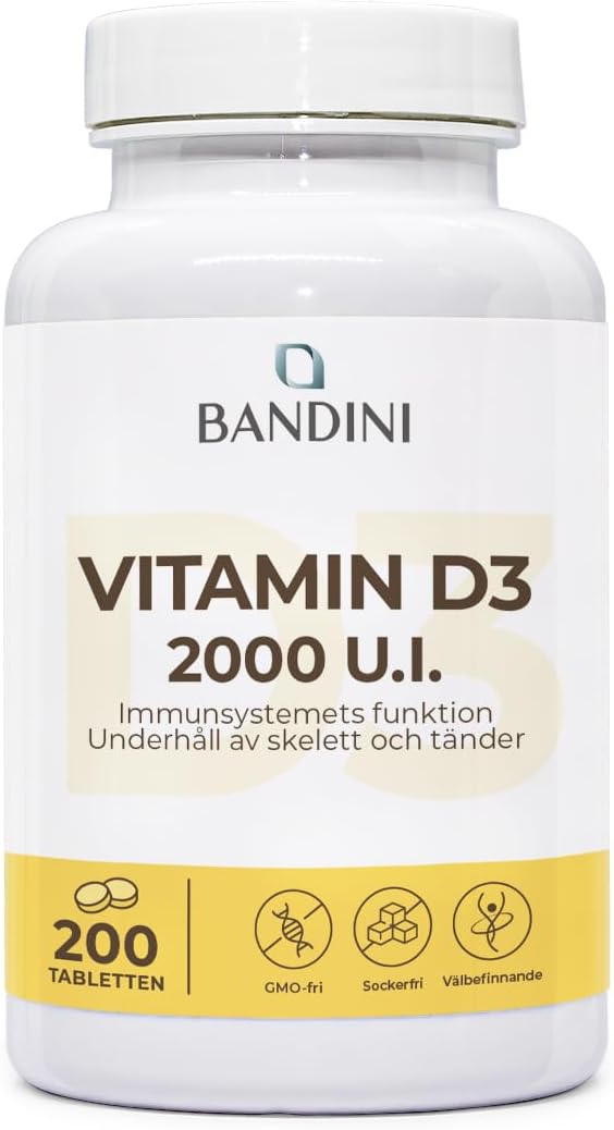 Detalle de BANDINI D-vitamin D3 50 μg – 200 tabletter för dagligt intag