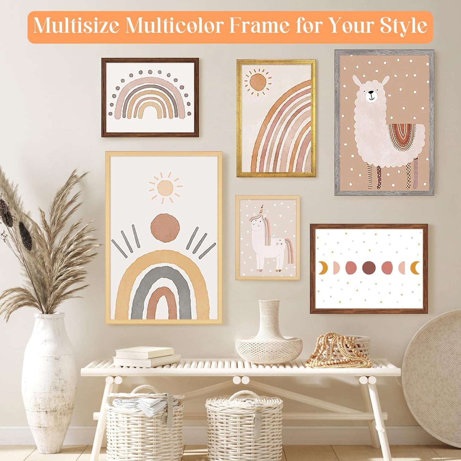 Thumbnail 3 de MOUDAMION Wood 24x36 Poster Frame Gold (Ornate Natural) with HD Plexiglass