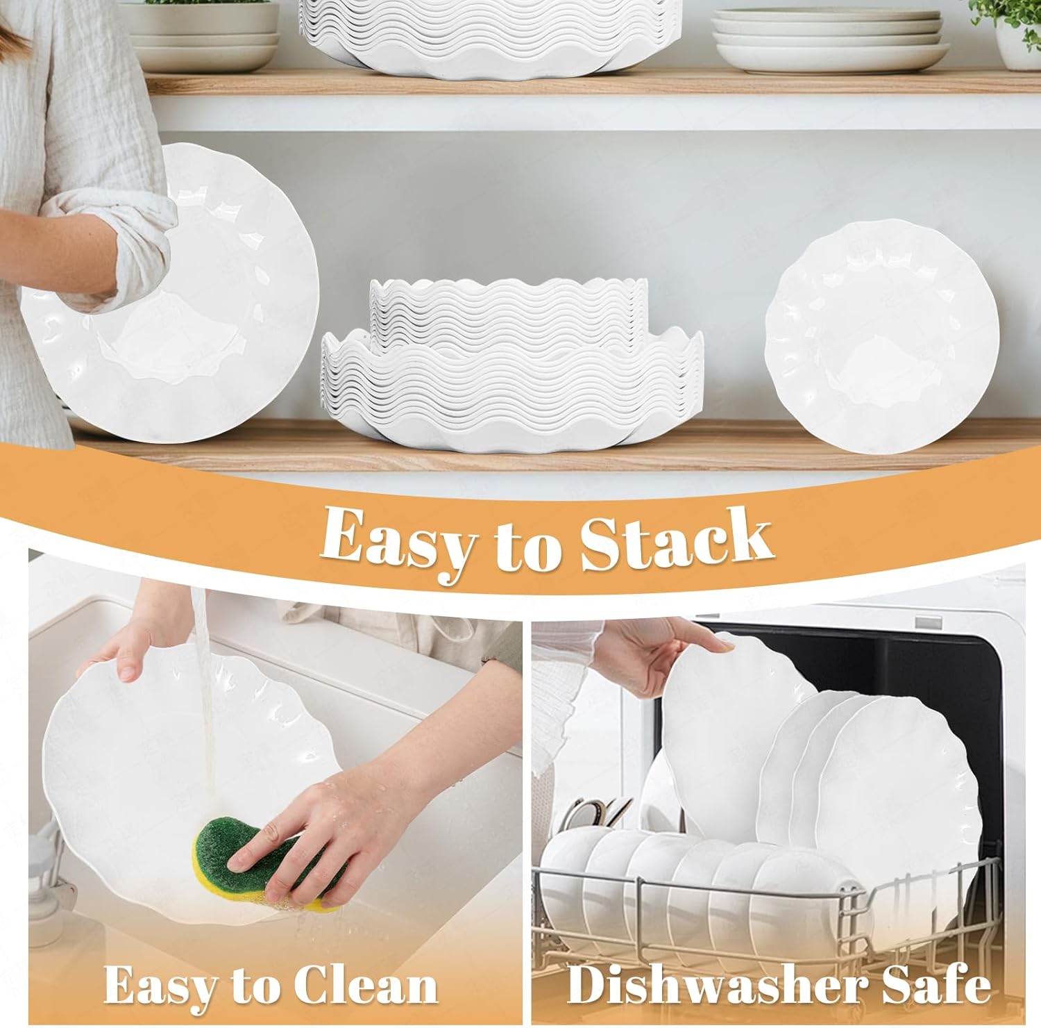 Thumbnail 5 de LIYH 50 Pcs White Scalloped Plates
