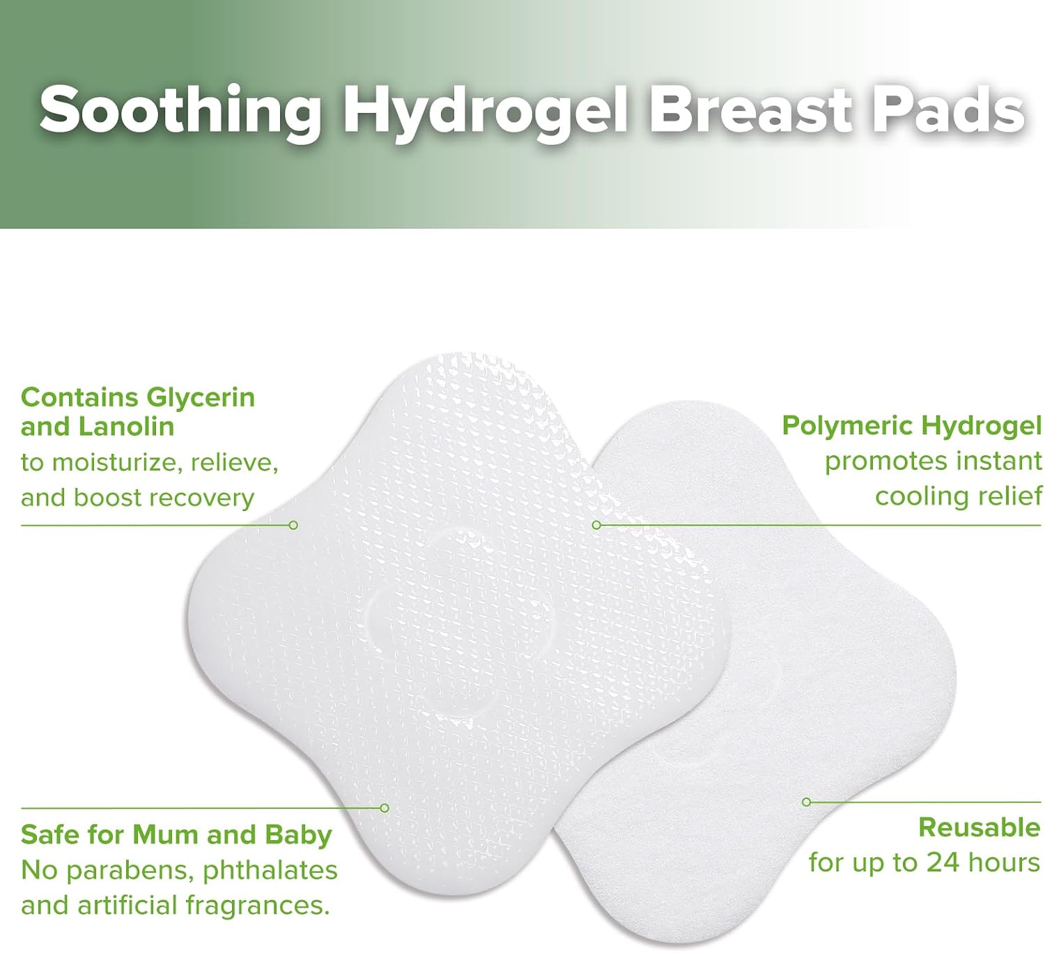 Thumbnail 3 de haakaa Soothies Hydrogel Nipple Pads with Lanolin – 16 Clear Cooling Gel Nursing Pads