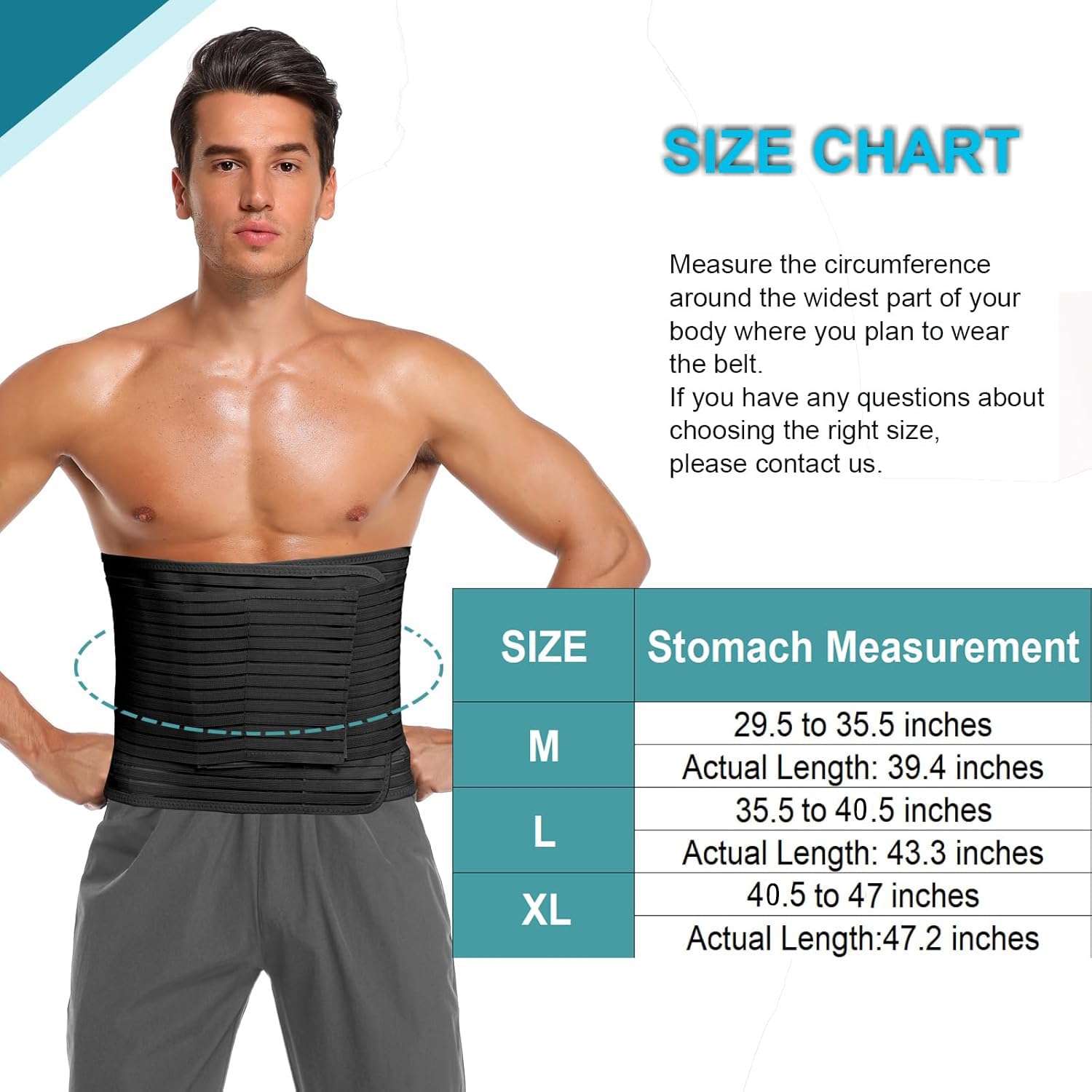Detalle 2 de MAMODY Abdominal Binder, XL Adjustable Waist Support Belt in Black