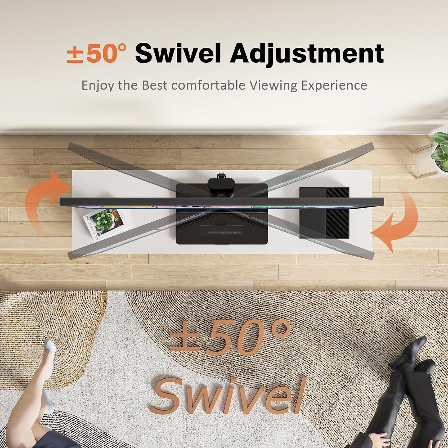 Detalle 2 de Small Universal Swivel TV Stand/Base Table Top TV Stand for 13 to 32 inch TVs (HT07B-001P) with Tempered Glass Base