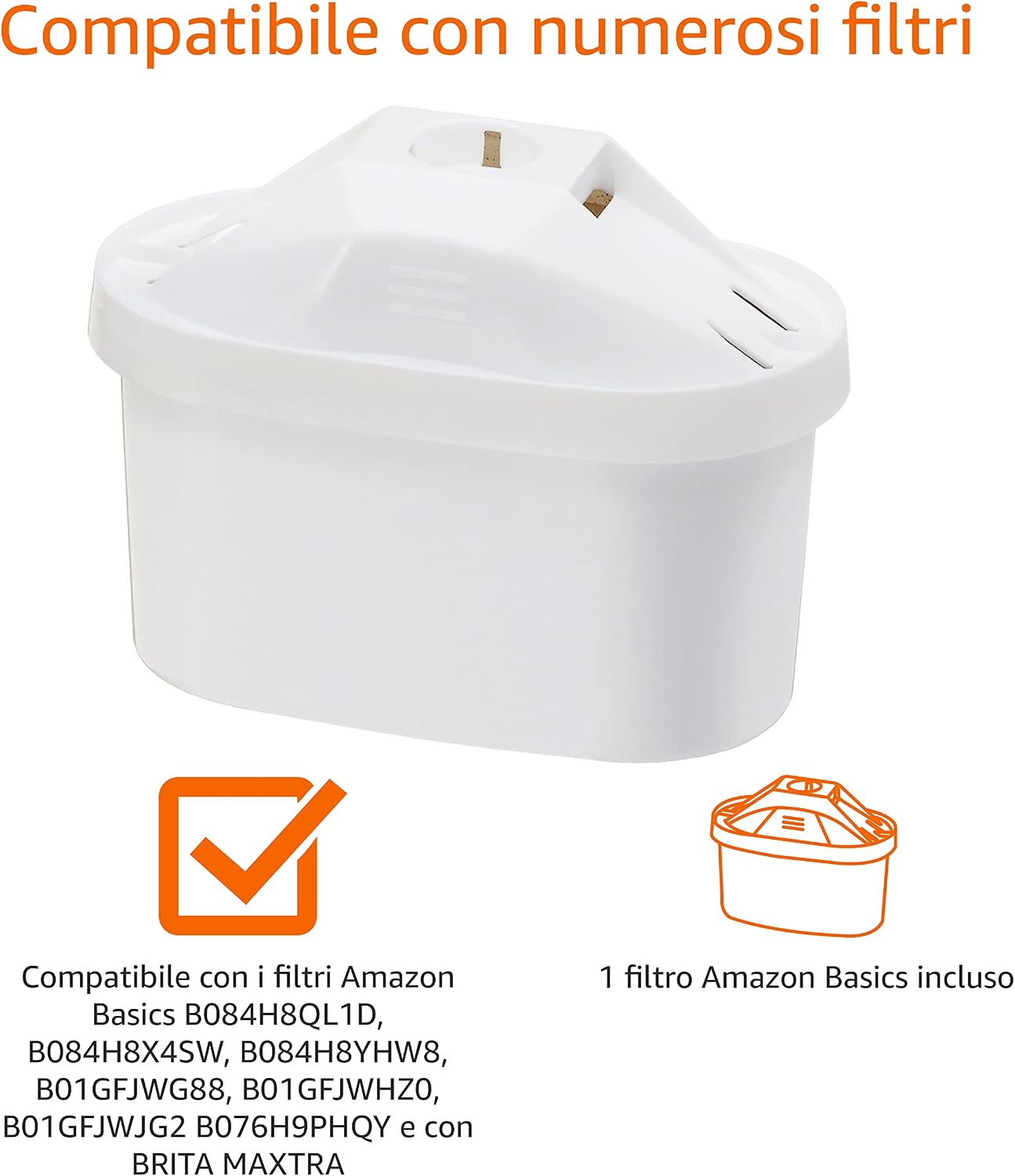 Detalle 2 de Amazon Basics Caraffa filtrante per l'acqua 2,3 L, nero — filtraggio semplice e pratico